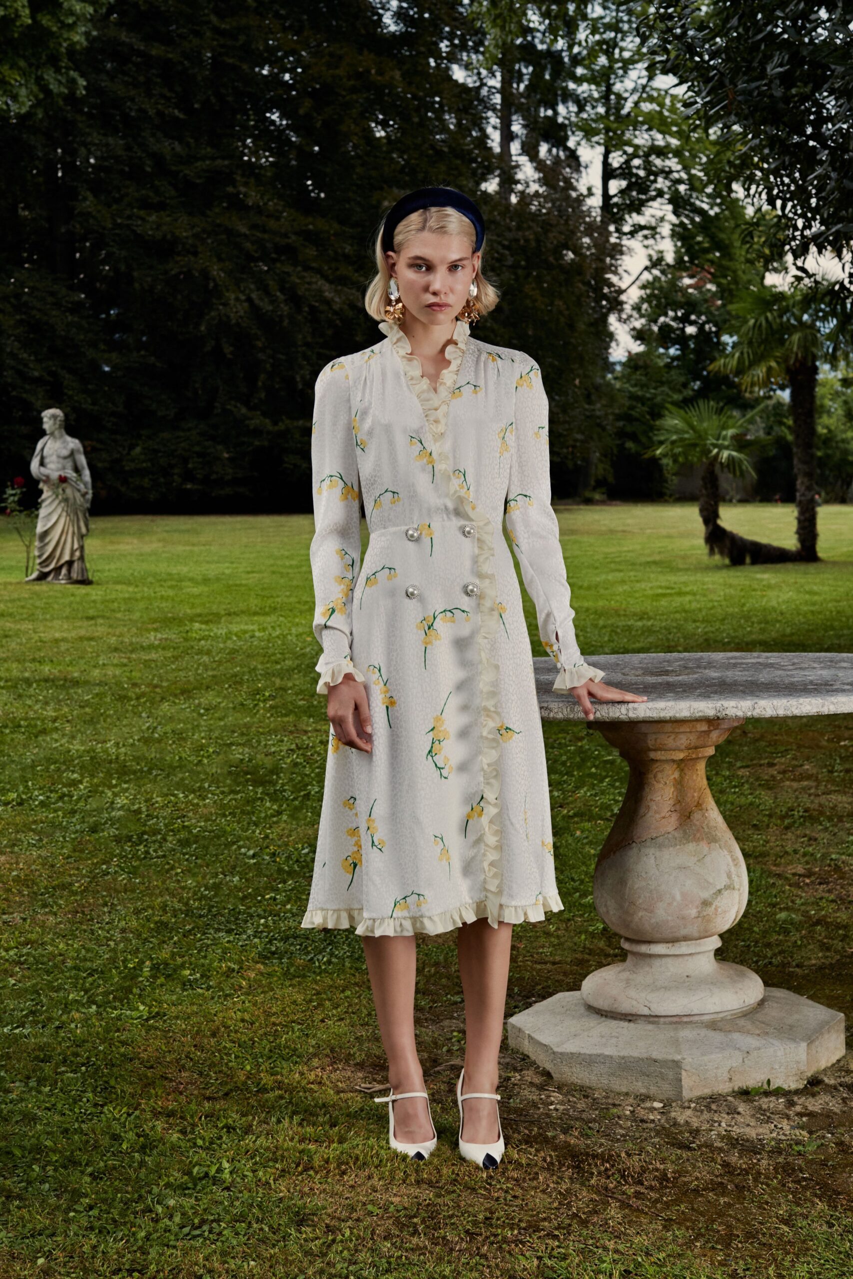 white floral midi dress