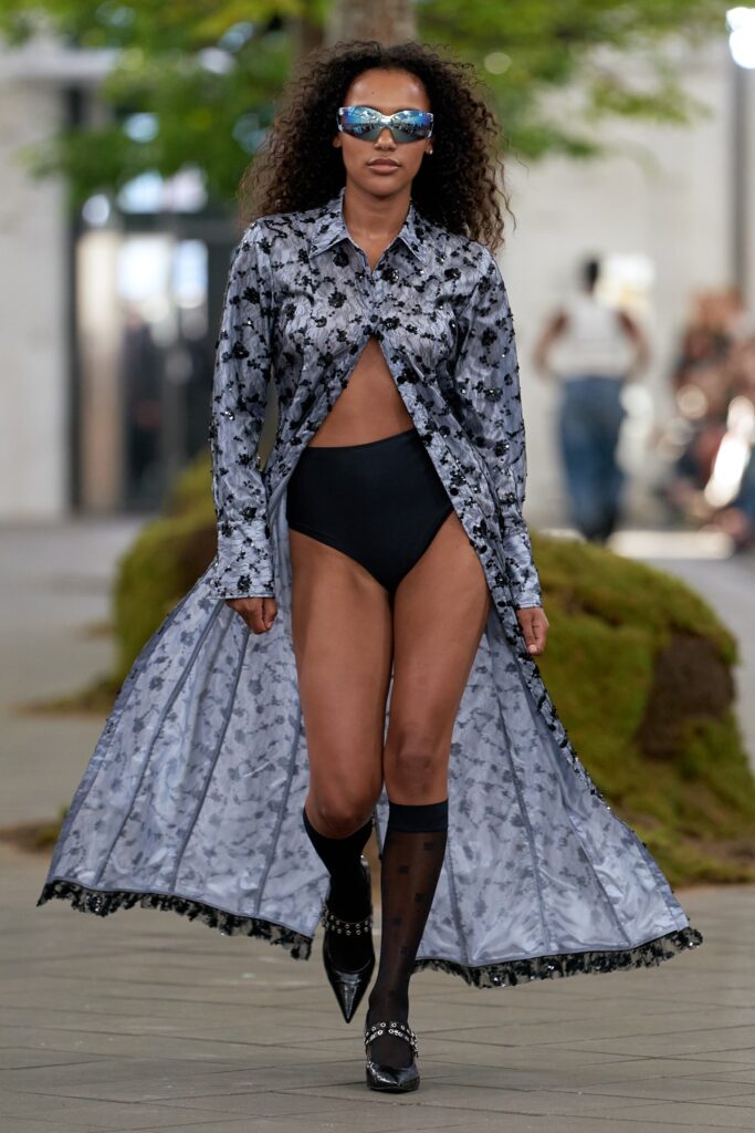 black and gray shirt-dress with bikini