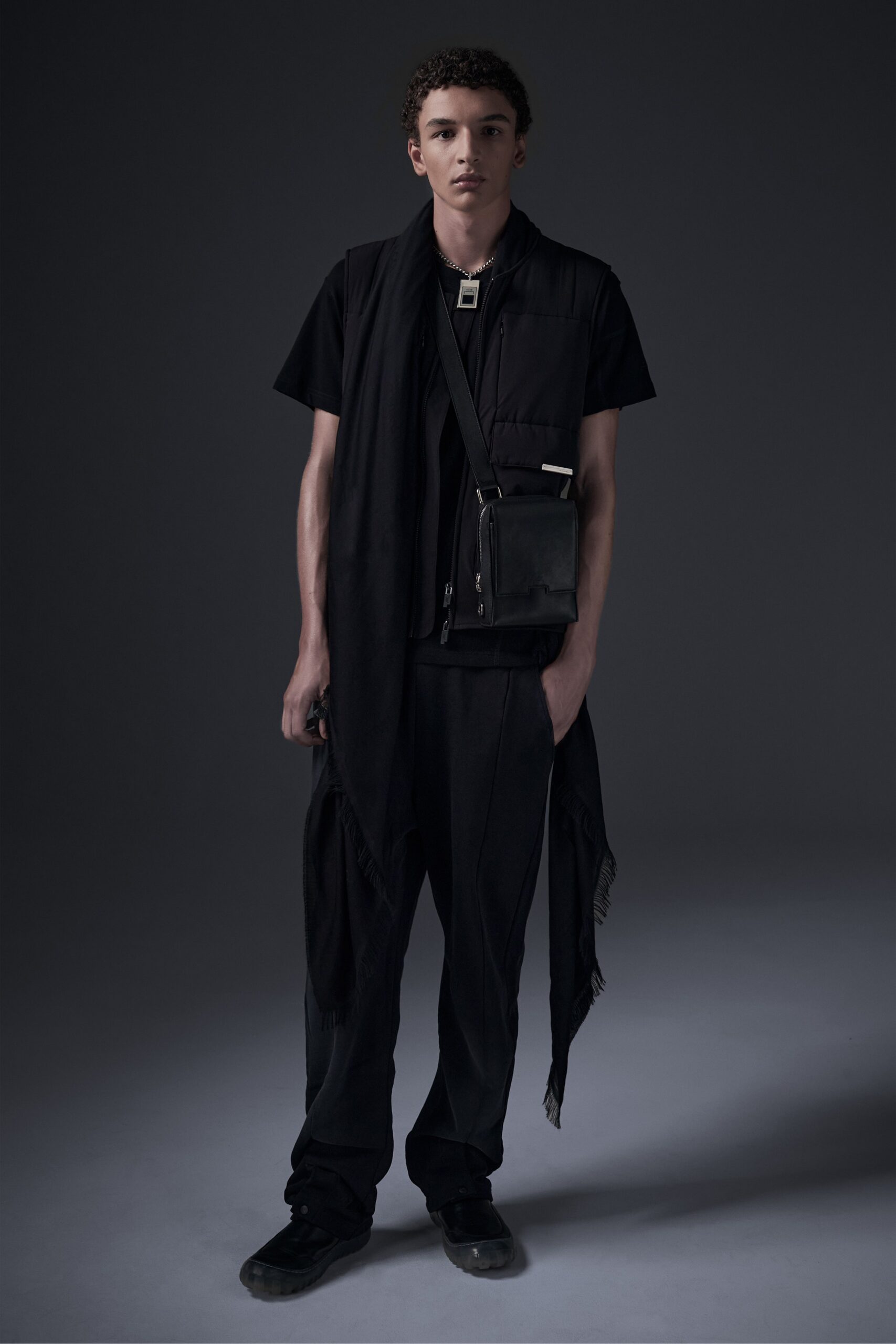 black relaxed vest and pants