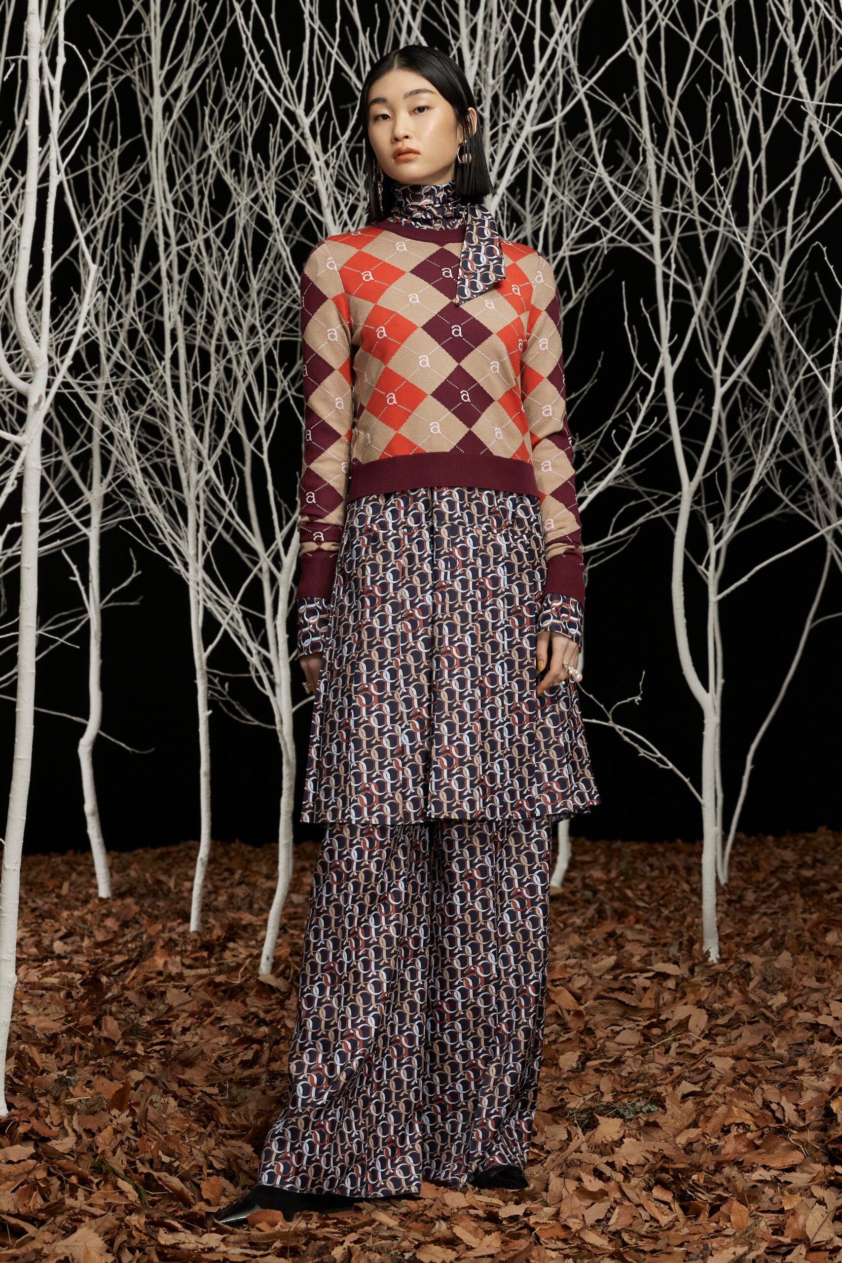 blue cotton relaxed printed pants