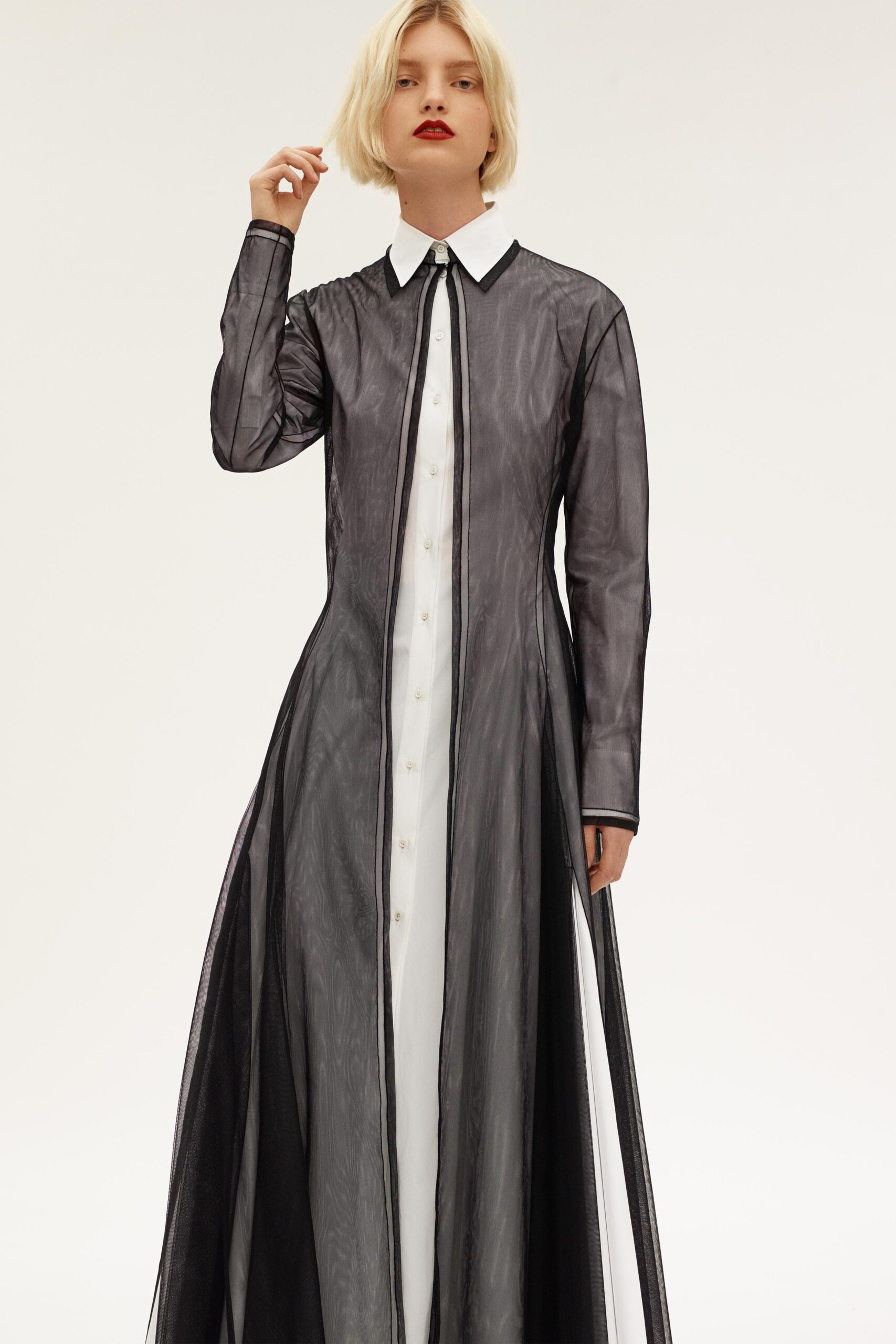 black and white sheer maxi dress