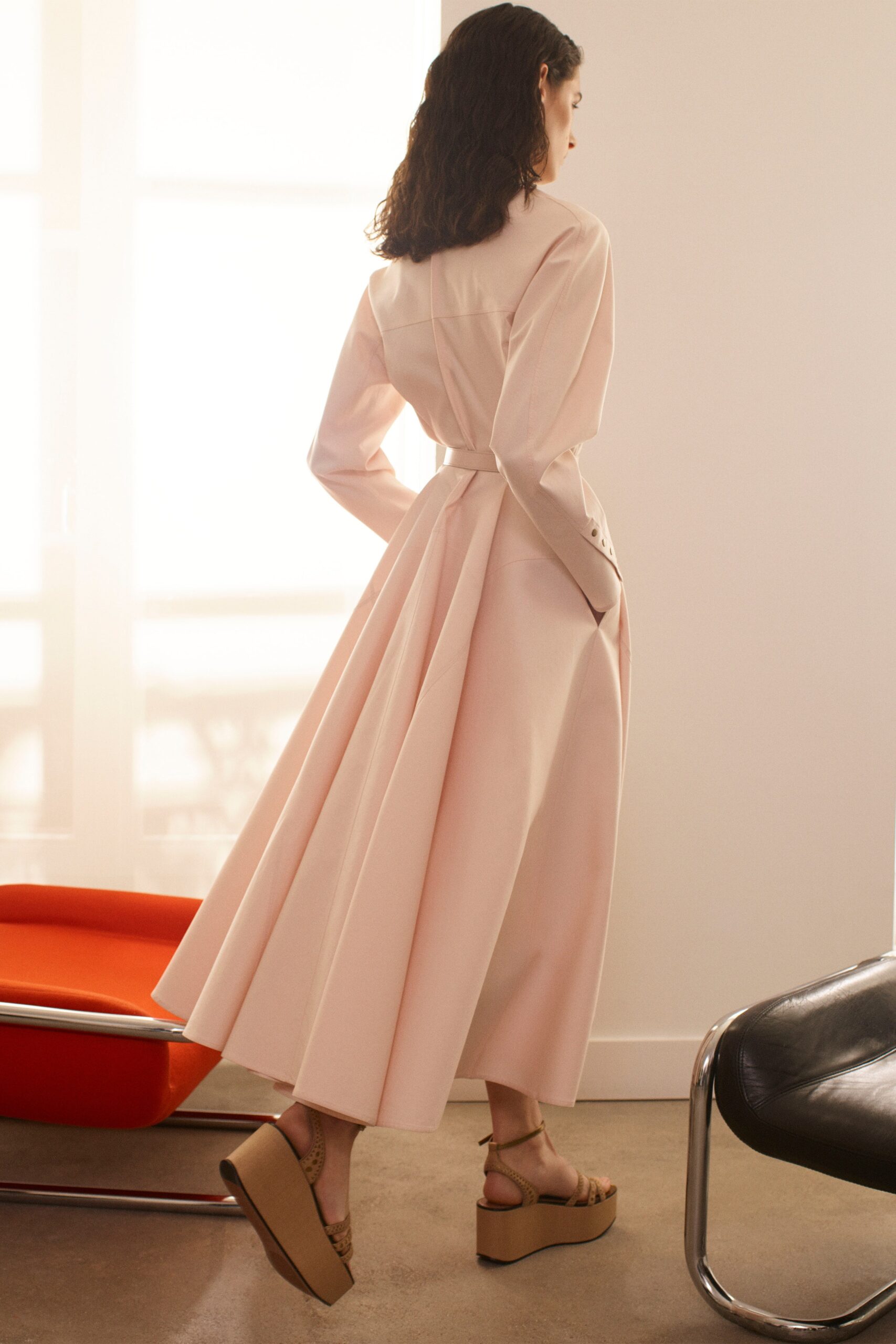 pink cotton long-sleeve dress