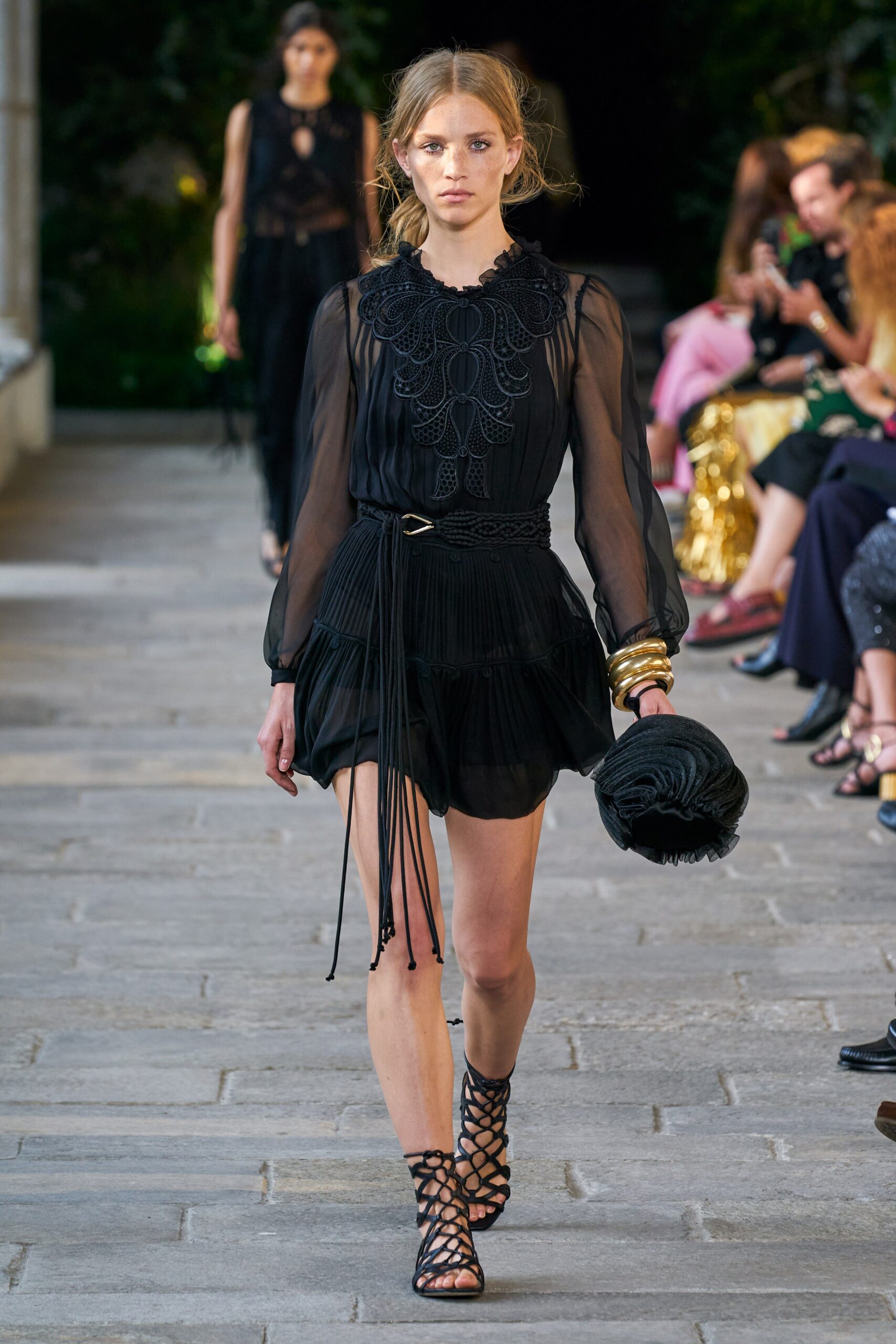 black pleated mini dress
