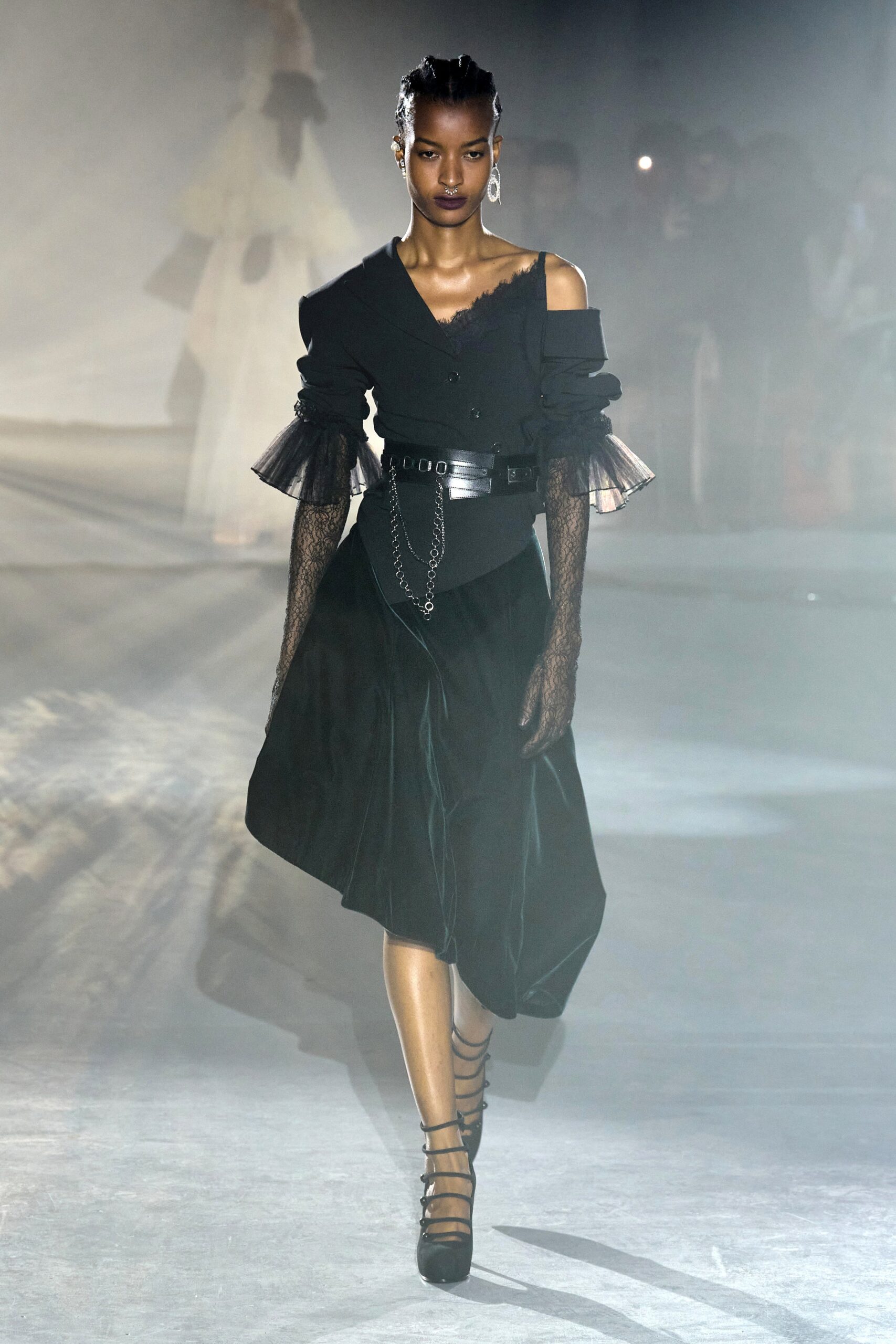black velvet off-shoulder dress