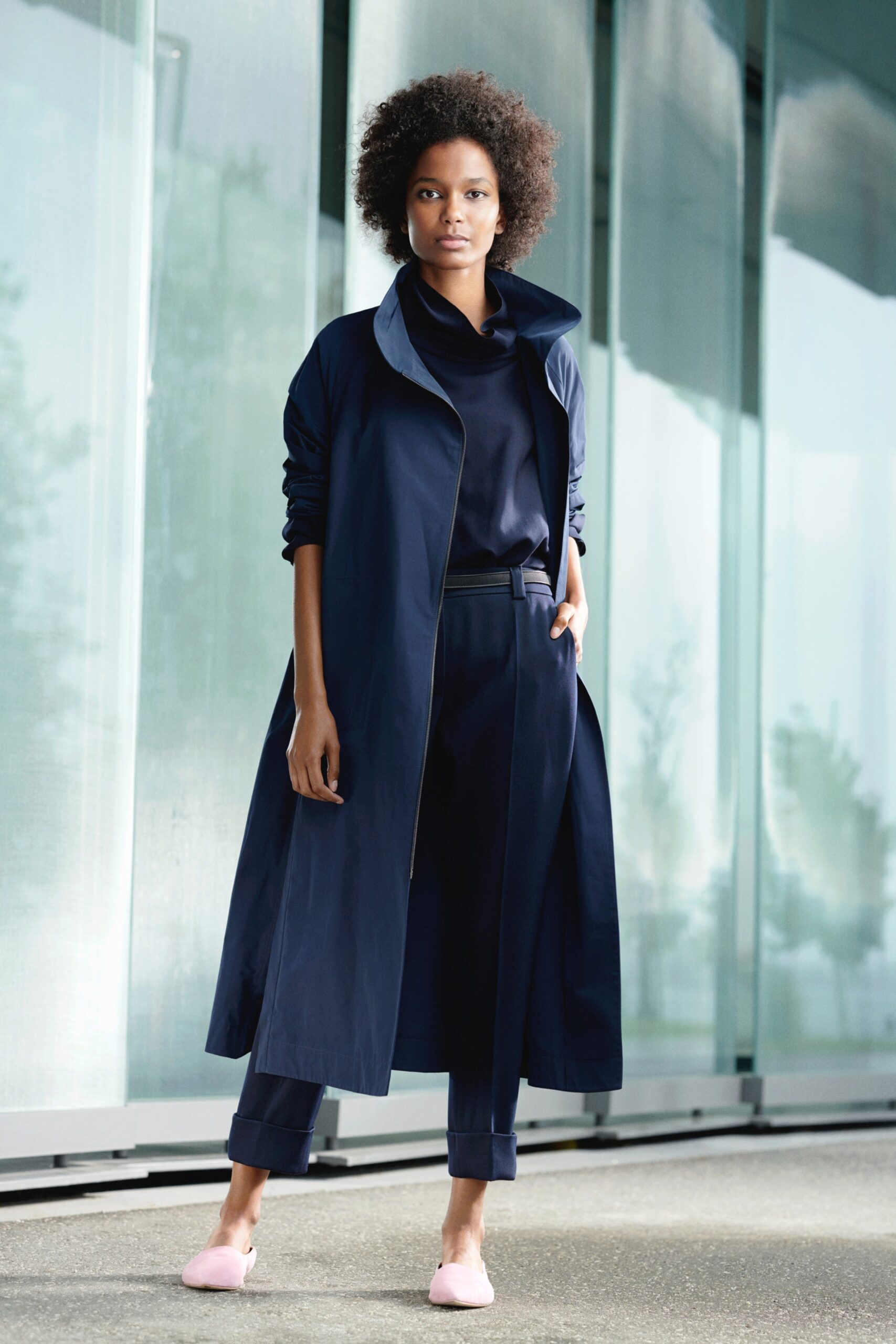 blue coat with fitted top