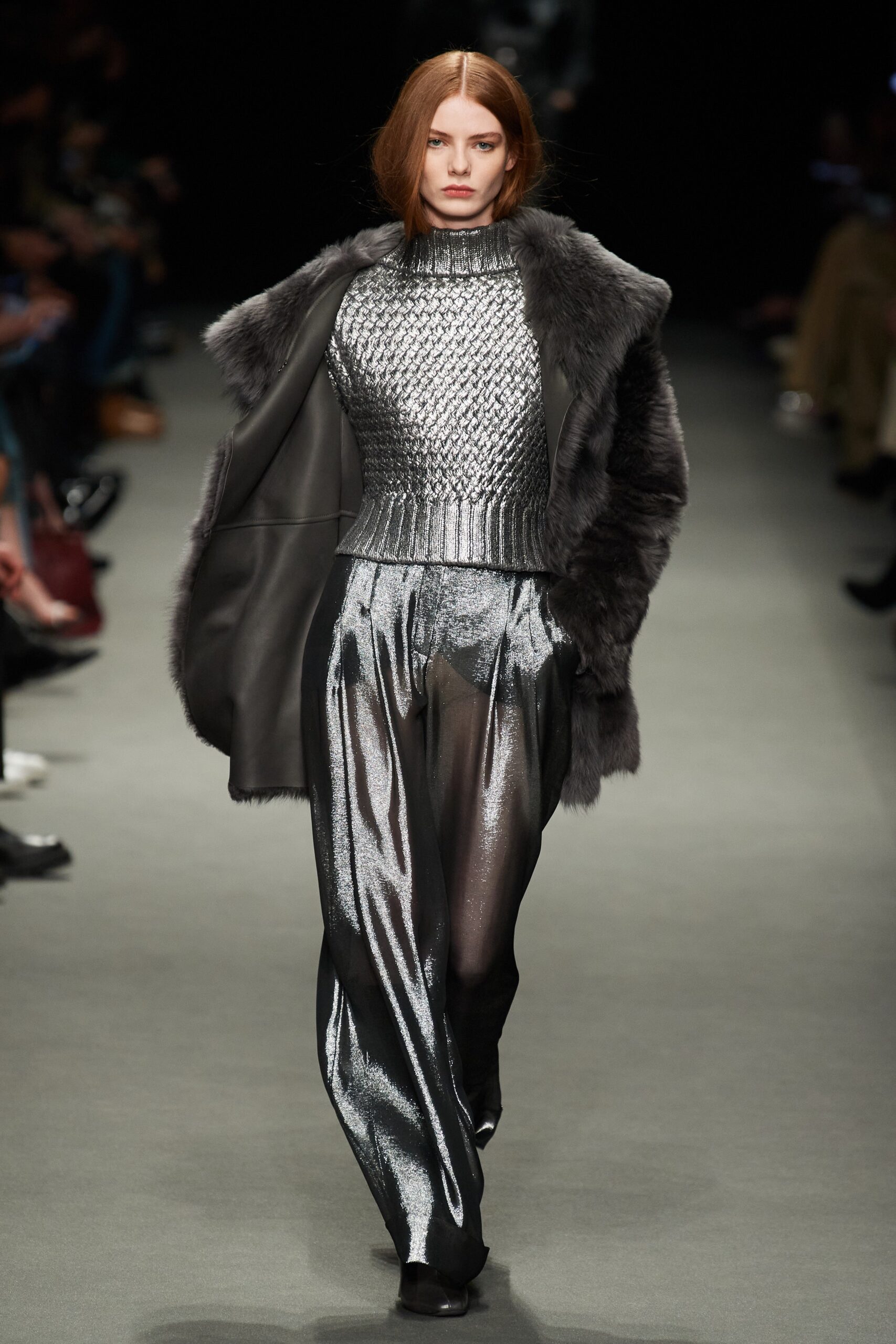 metallic top with vinyl pants