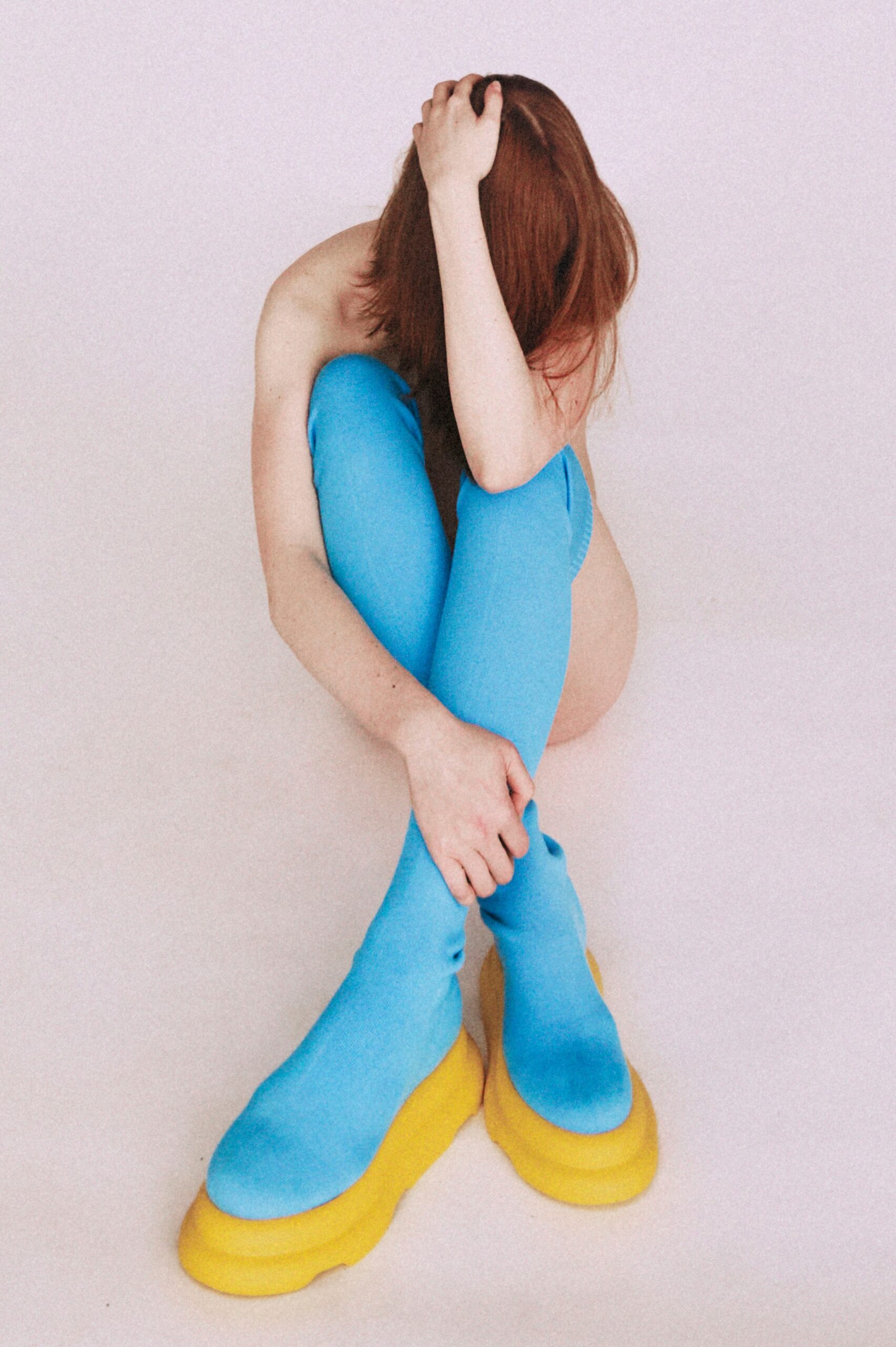 blue neoprene leggings with shoes