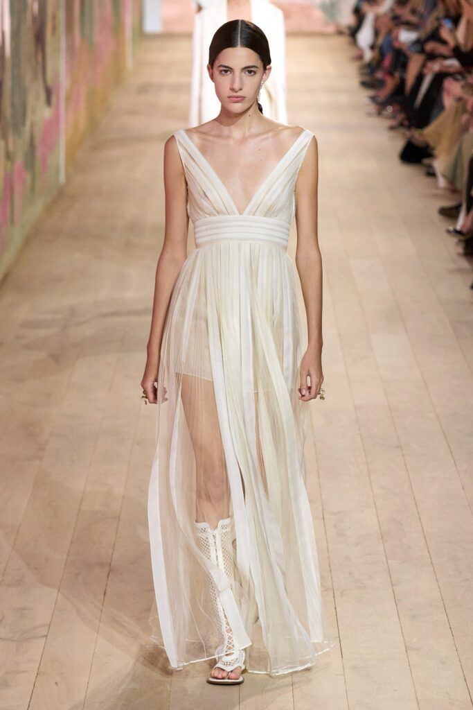 white sheer layered maxi dress