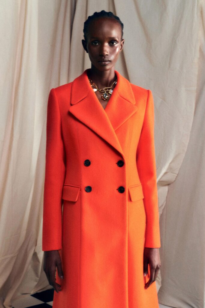 tailored orange wool coat