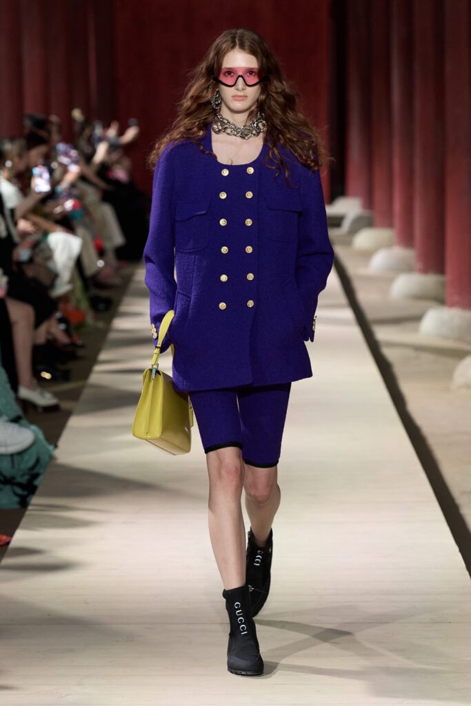 purple blazer and shorts outfit