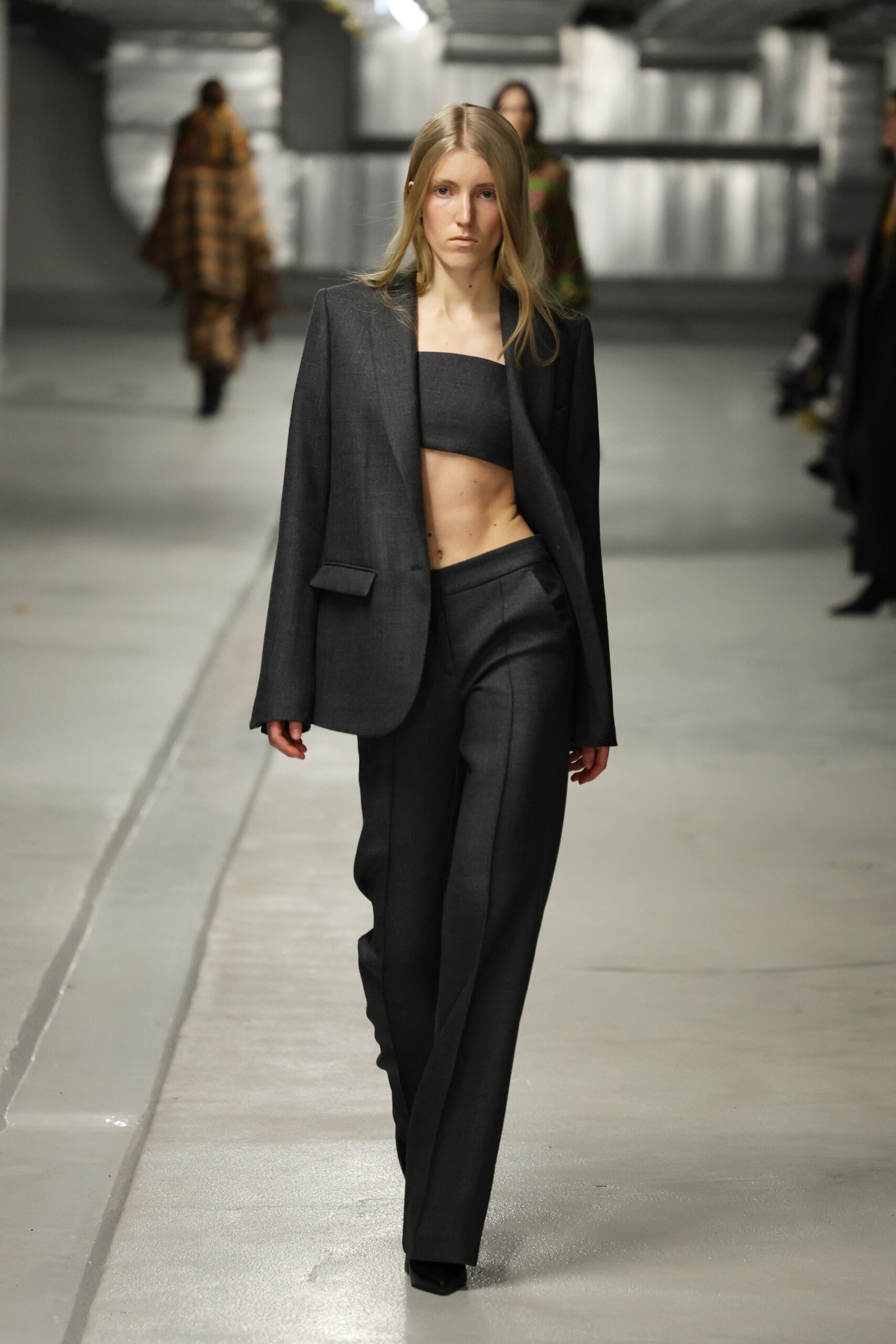 gray tailored blazer and pants