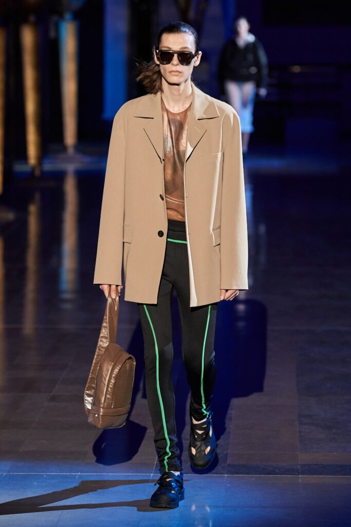 beige oversized jacket with fitted top