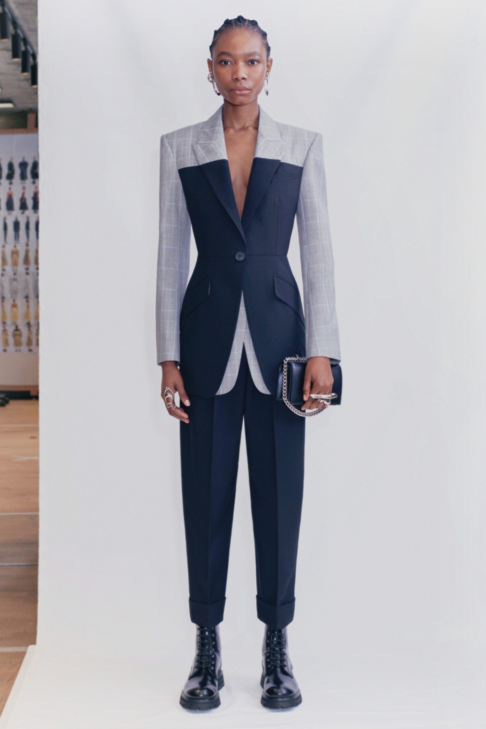 tailored black and gray blazer outfit