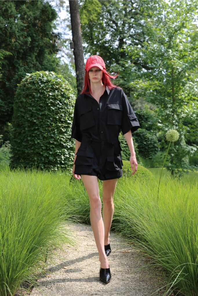 A relaxed black shirt with short sleeves and matching shorts, perfect for a casual summer look.