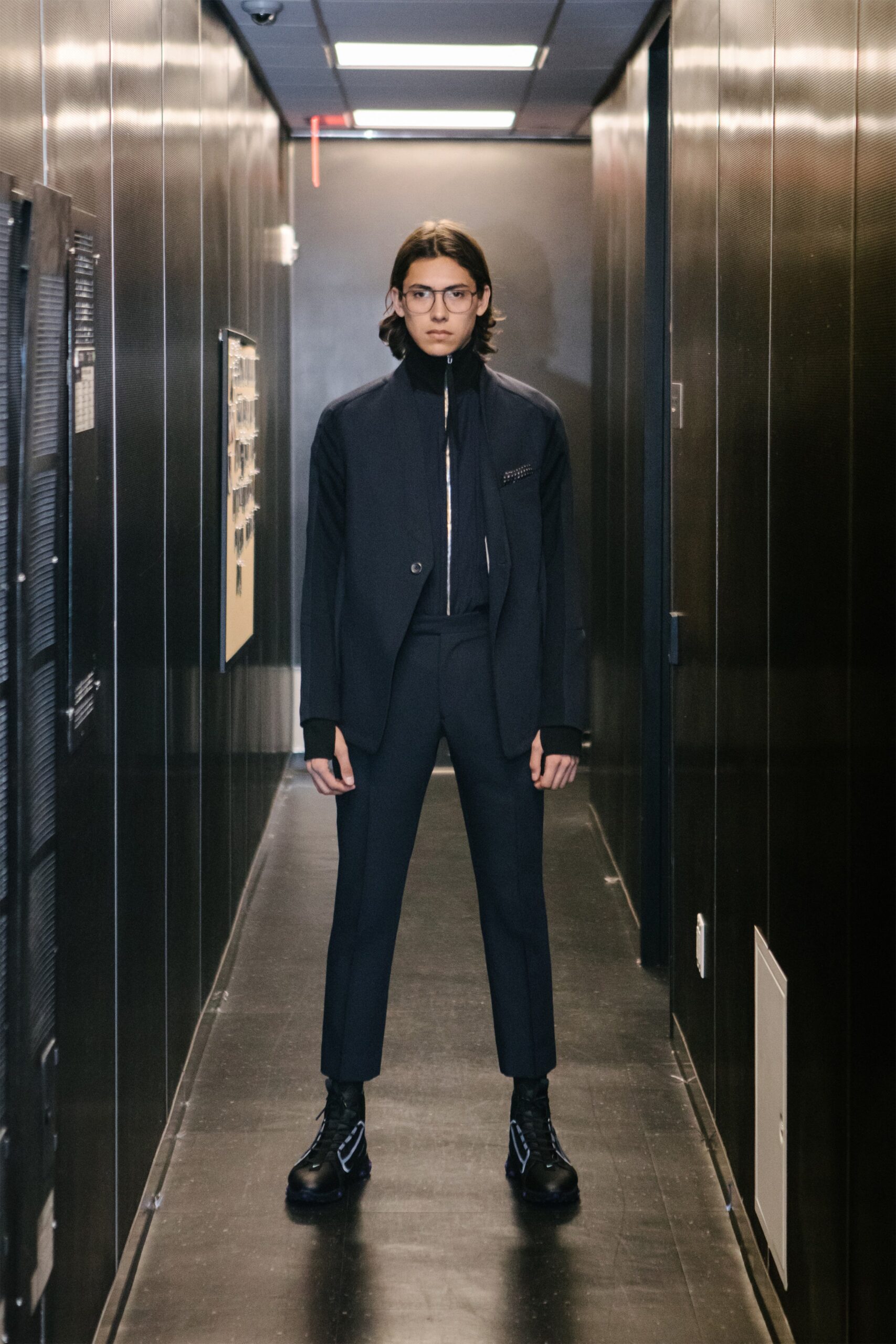 black tailored suit with shoes