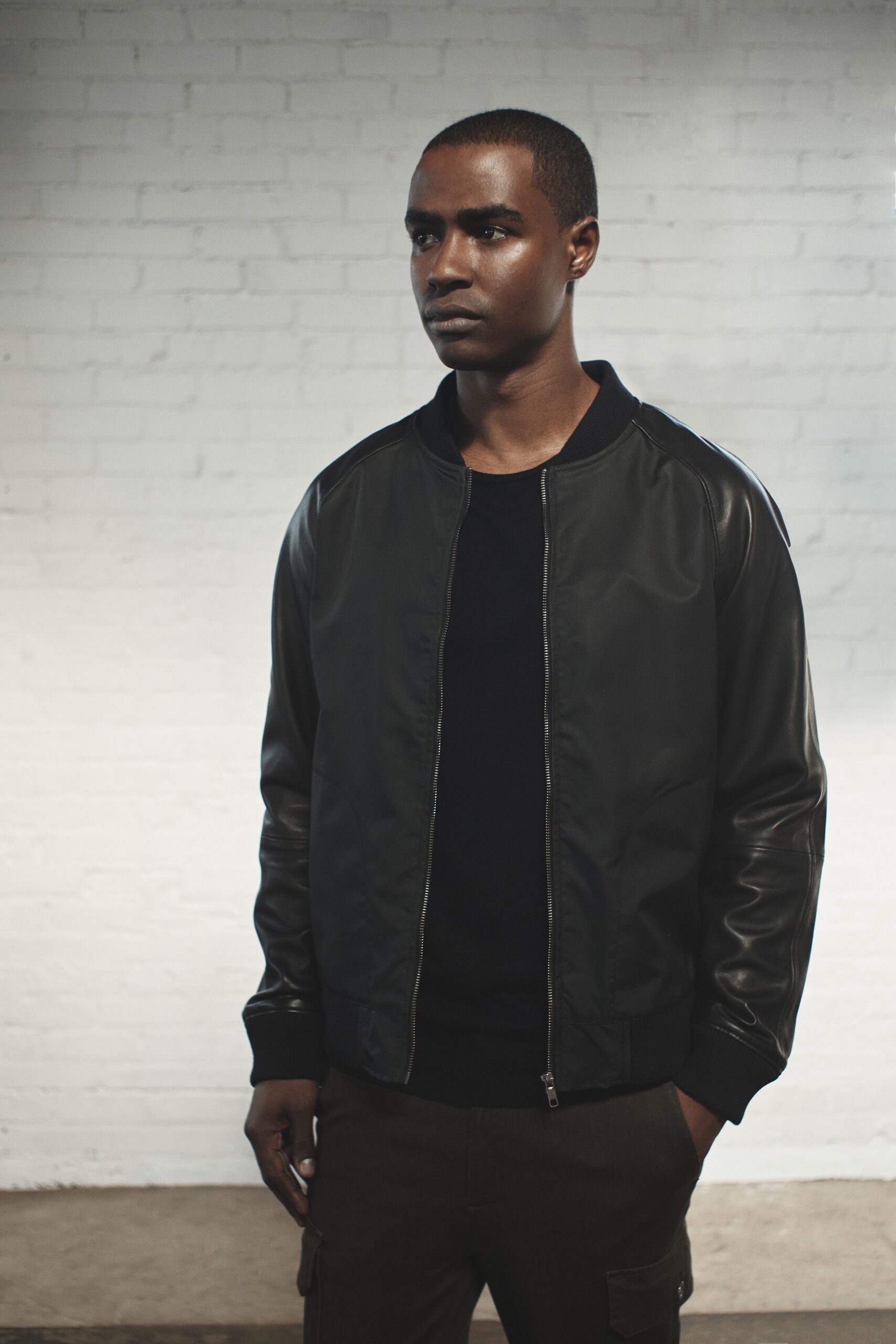 black leather jacket and shirt