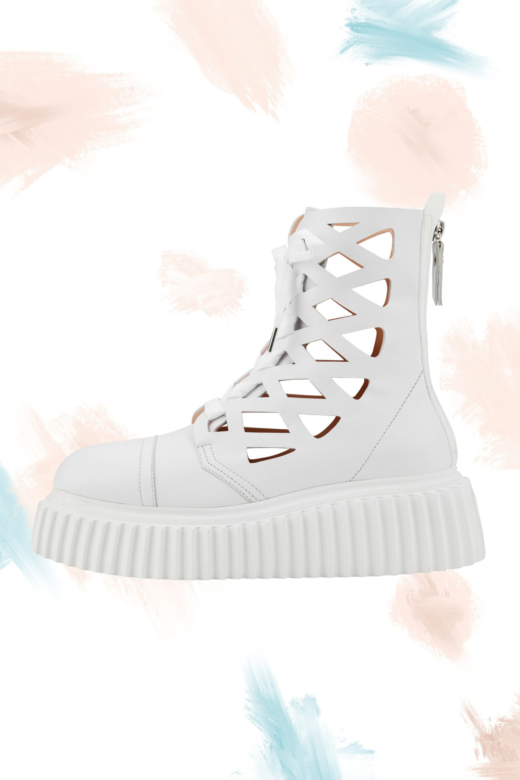 white leather high-top boots