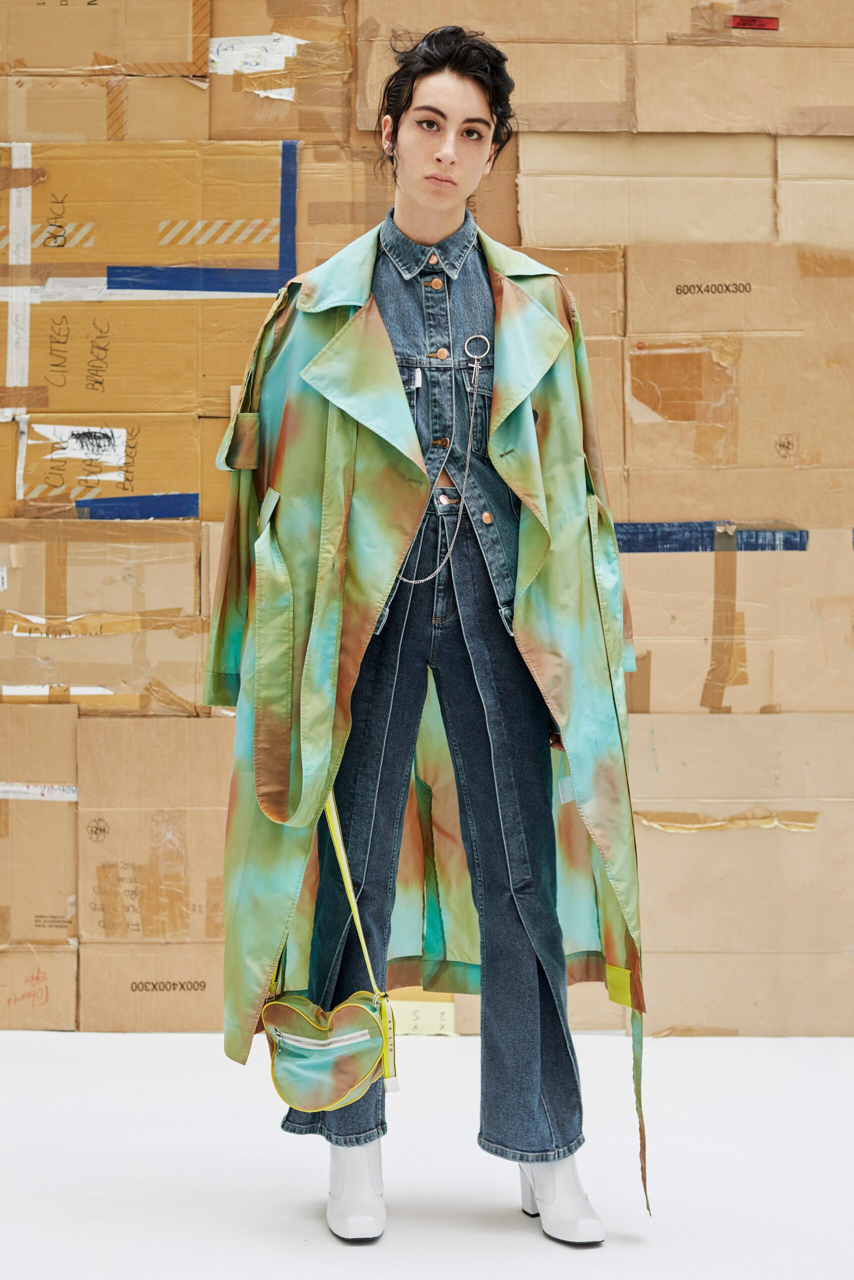 colorful silk trench coat
