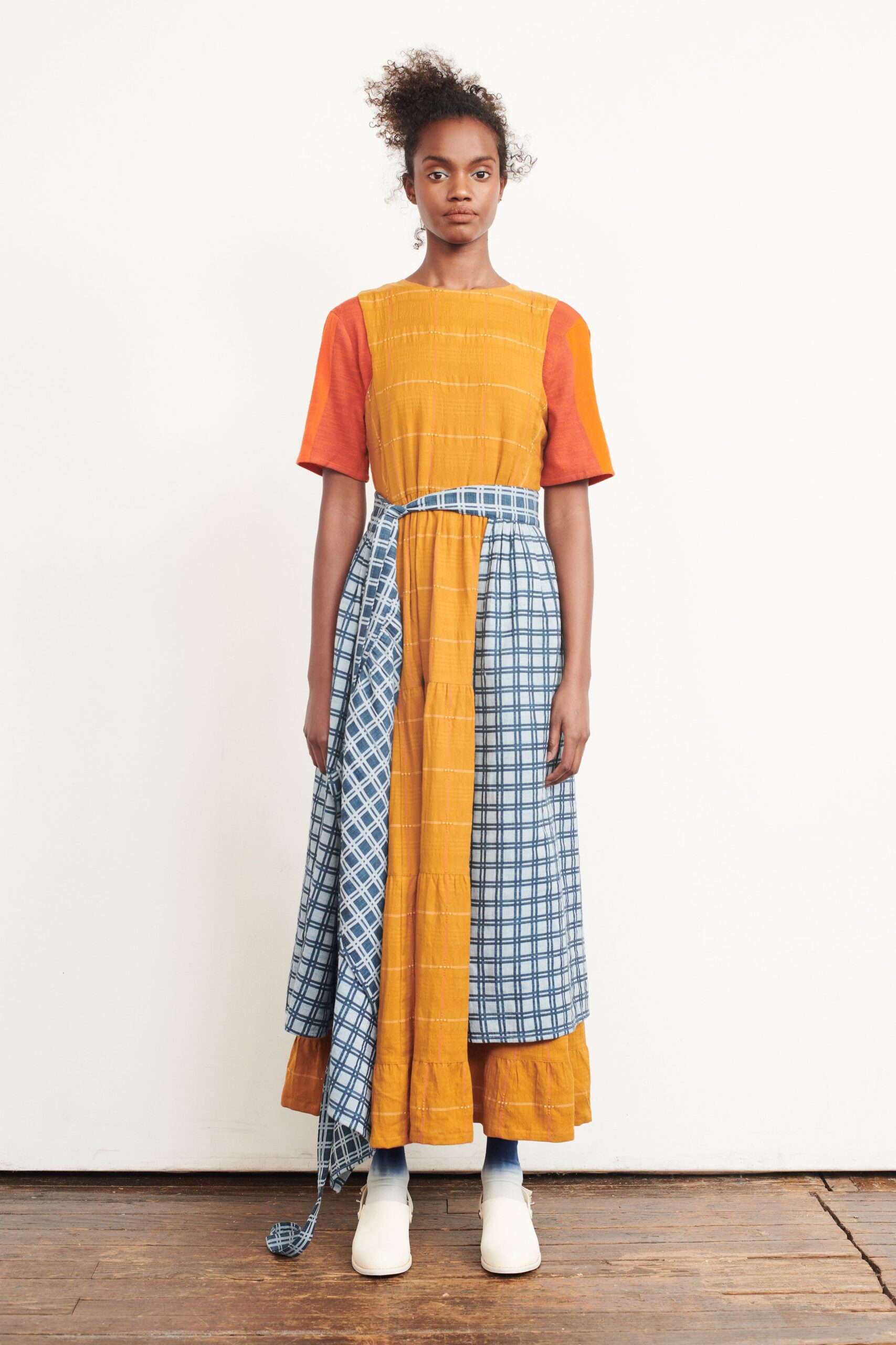tiered maxi dress with printed detail