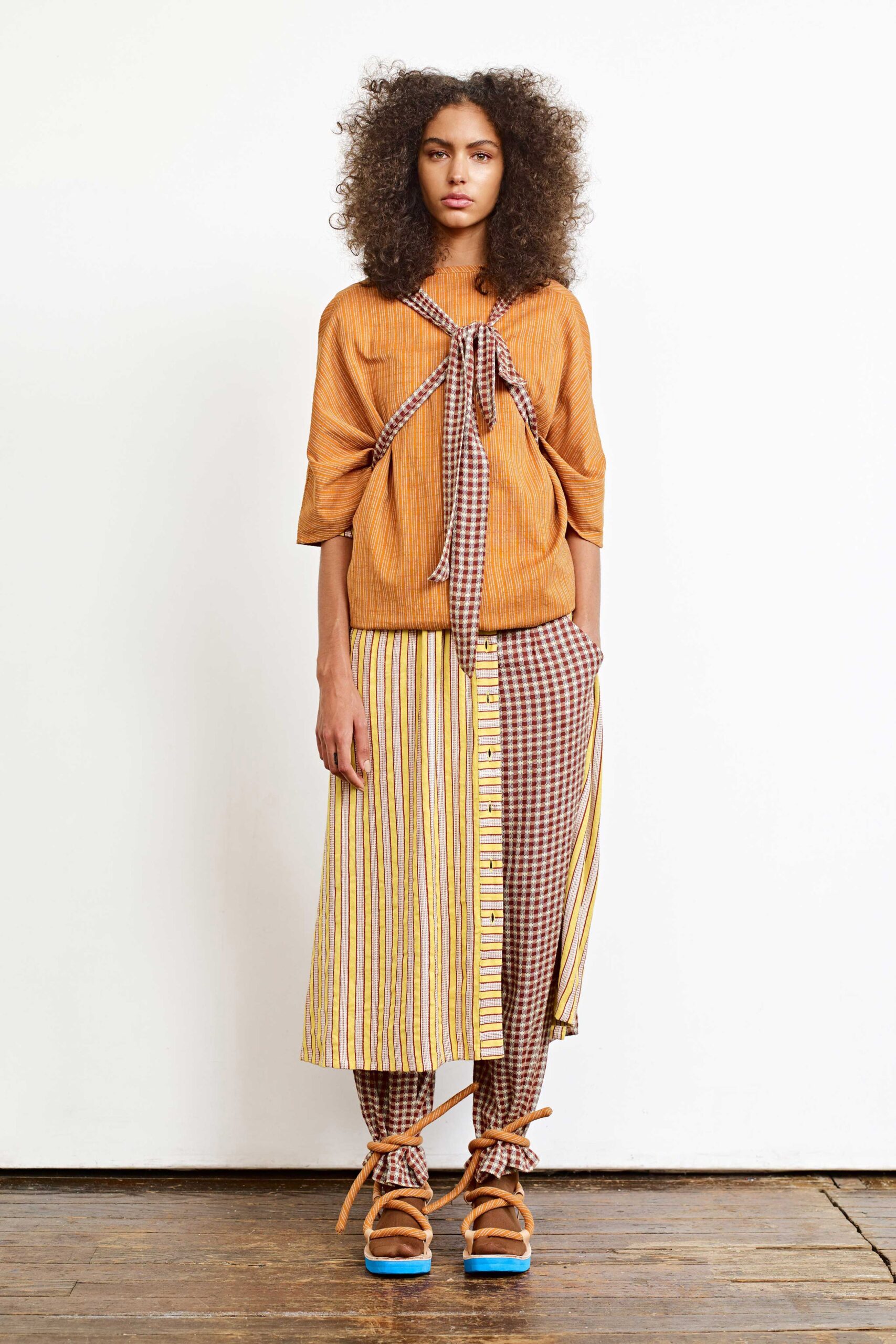 orange relaxed top with tiered skirt