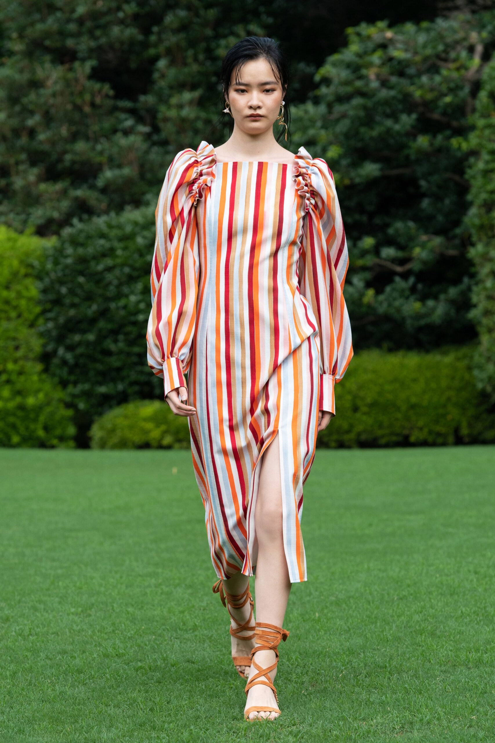 striped midi dress