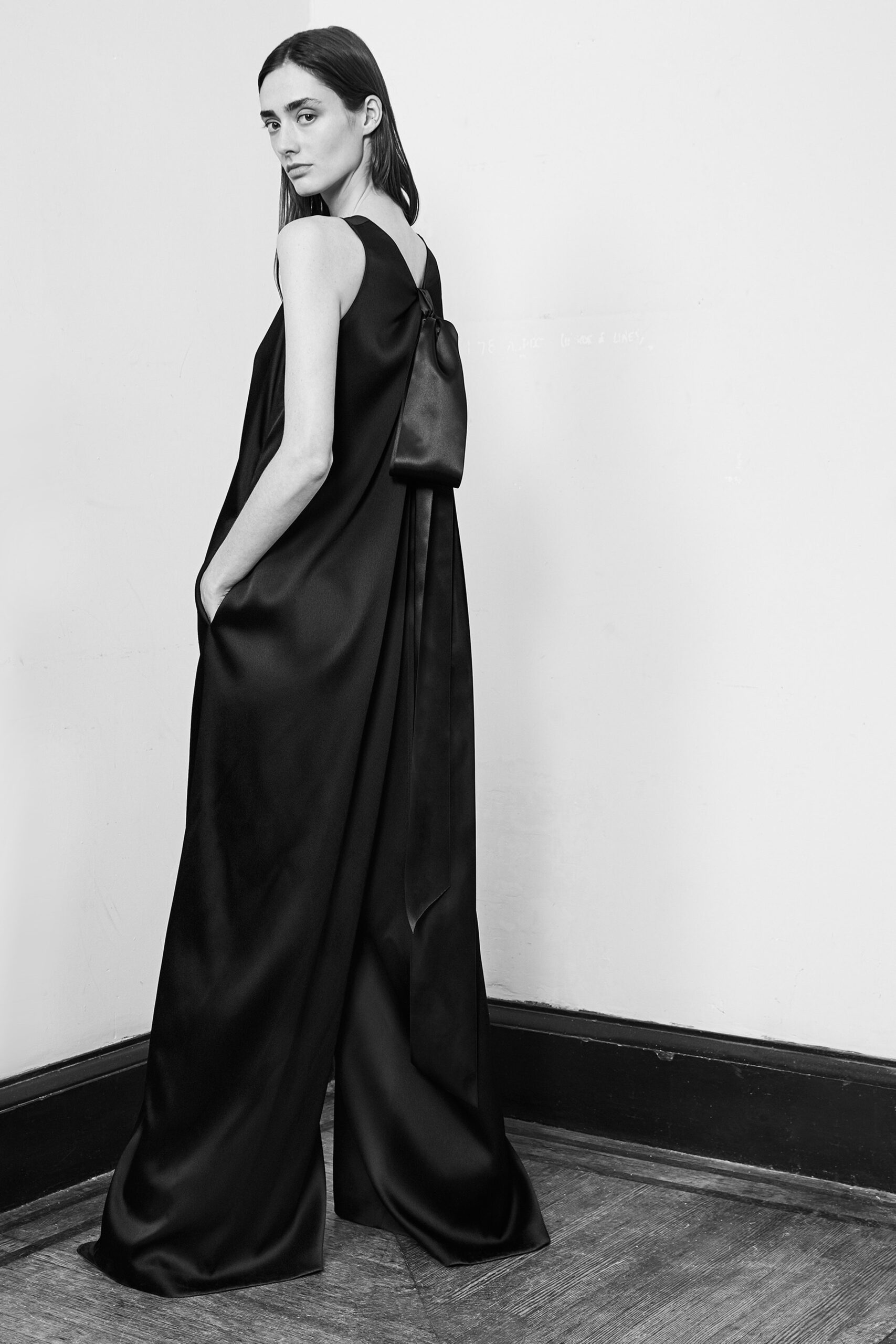 black silk sleeveless dress