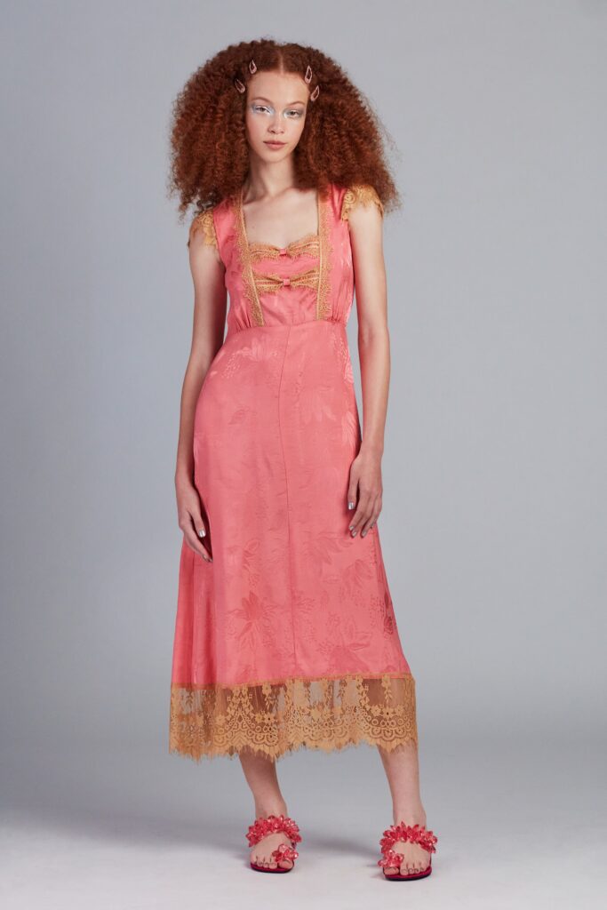 pink floral midi dress