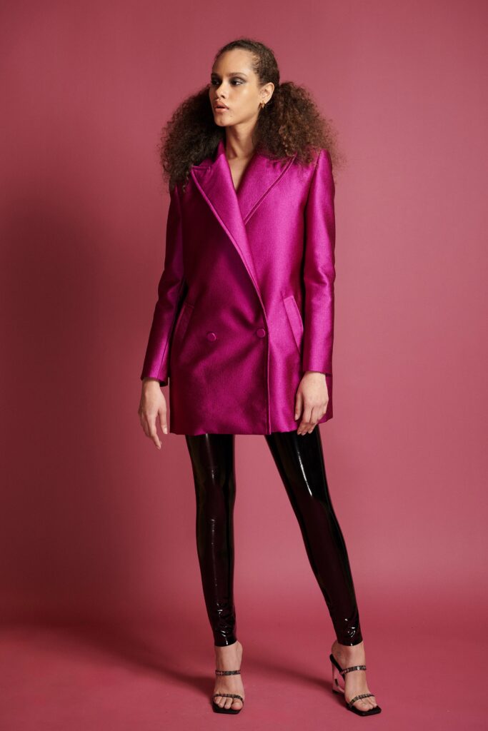 pink satin tailored blazer