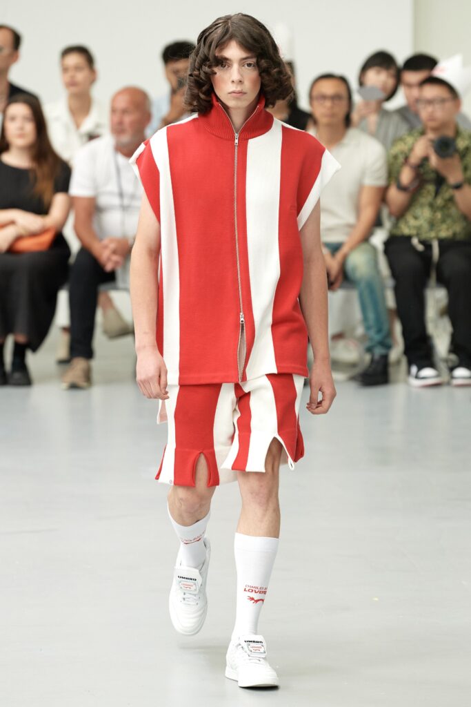 A relaxed fit sleeveless top and shorts in red and white stripes, perfect for casual wear.
