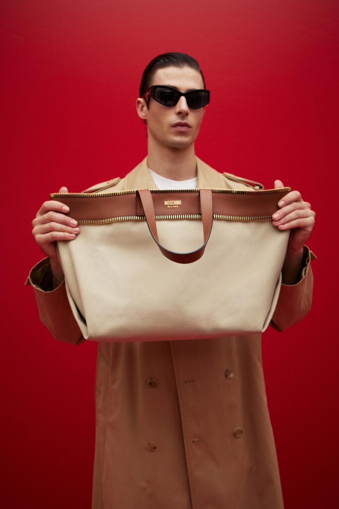 beige relaxed coat with sunglasses