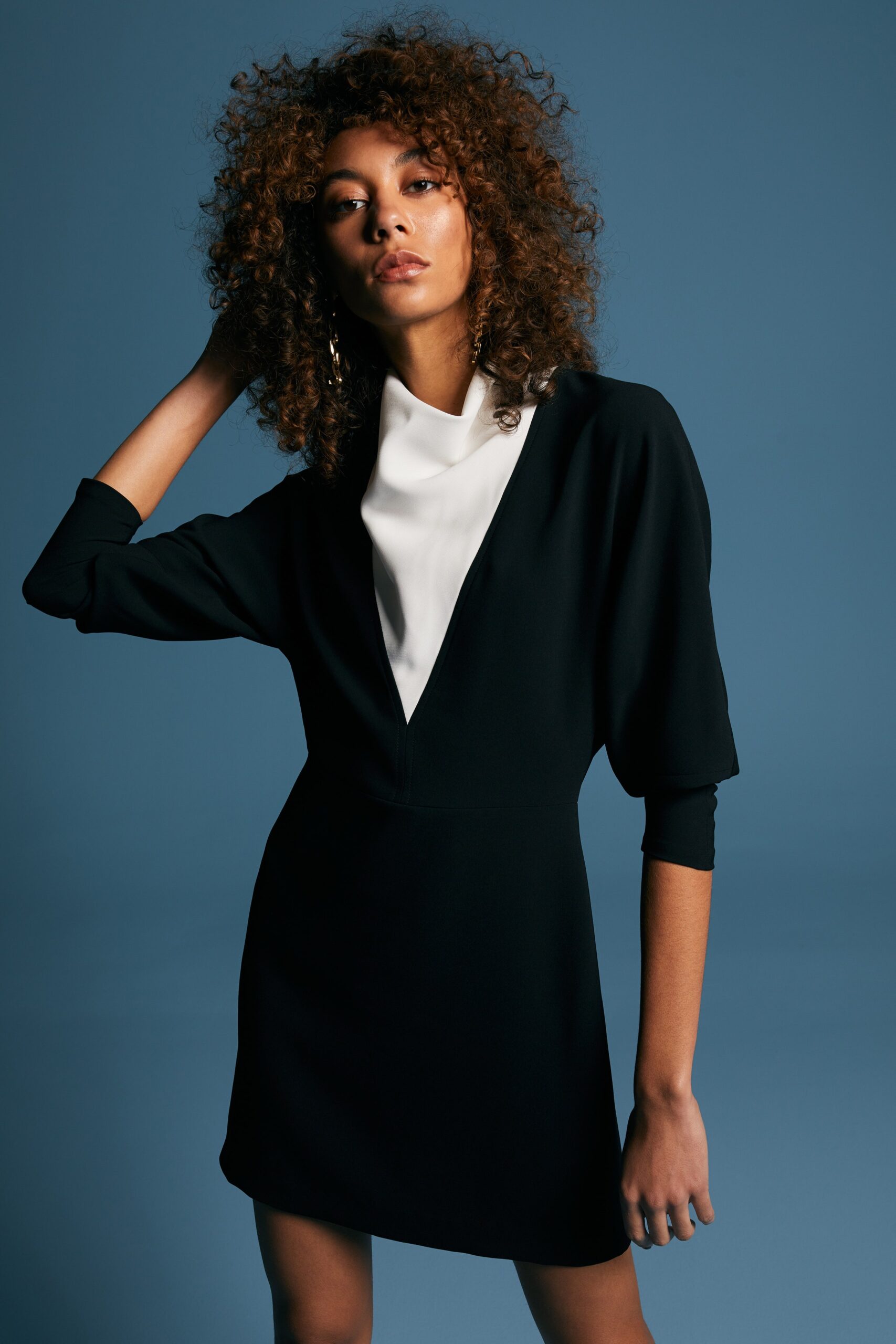 black and white fitted dress