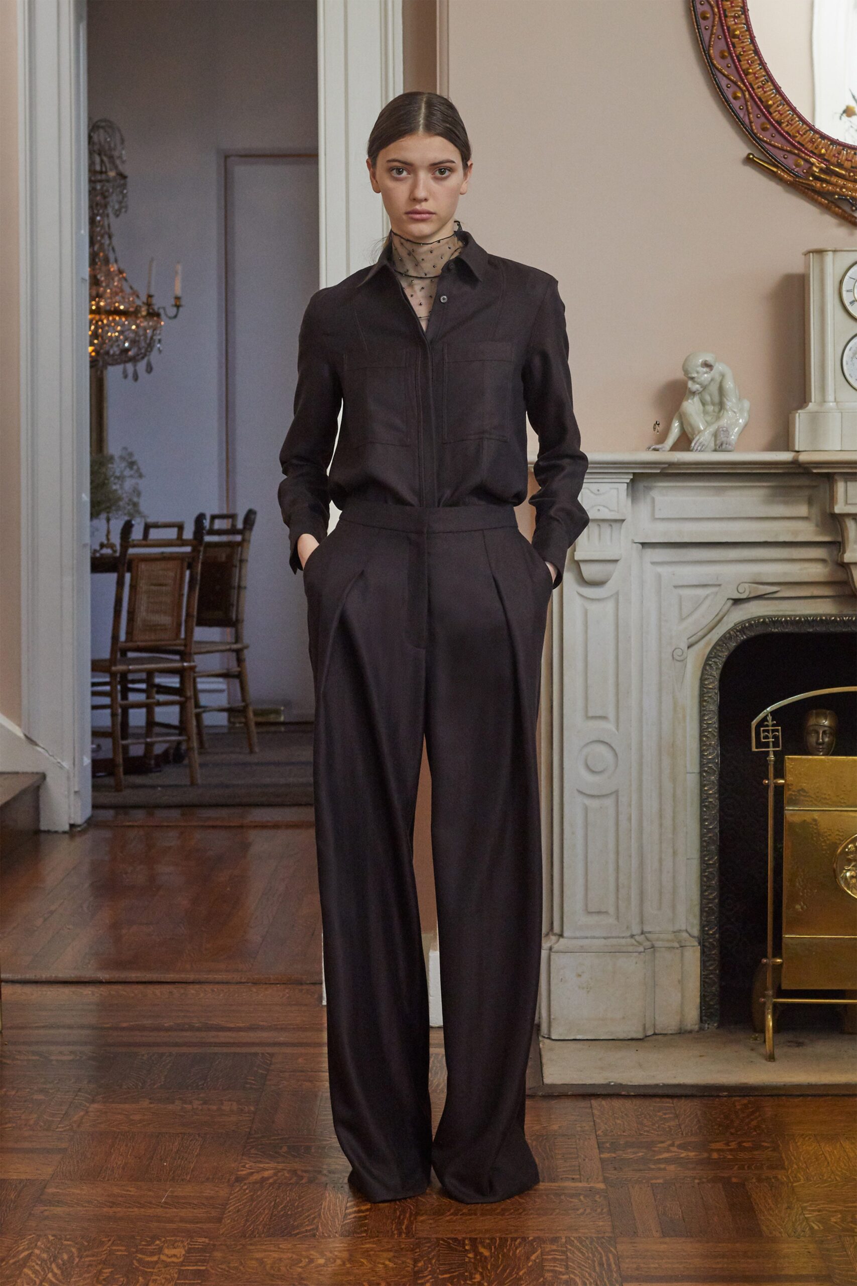 black silk fitted jumpsuit