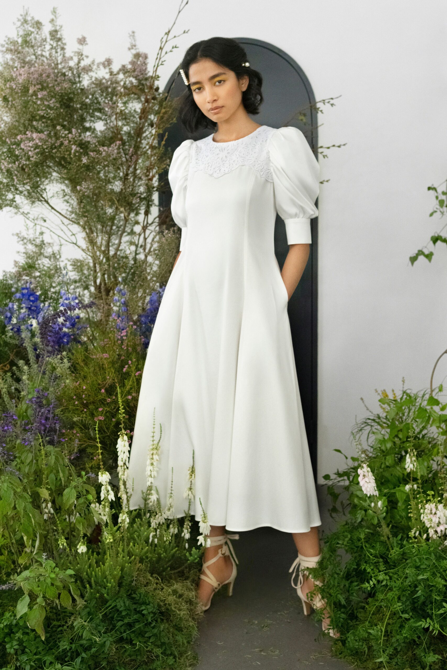 white relaxed midi dress