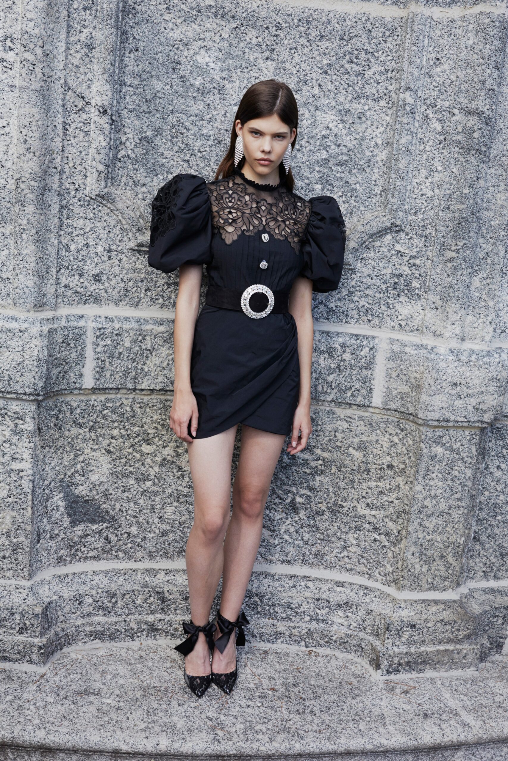 black silk fitted mini dress