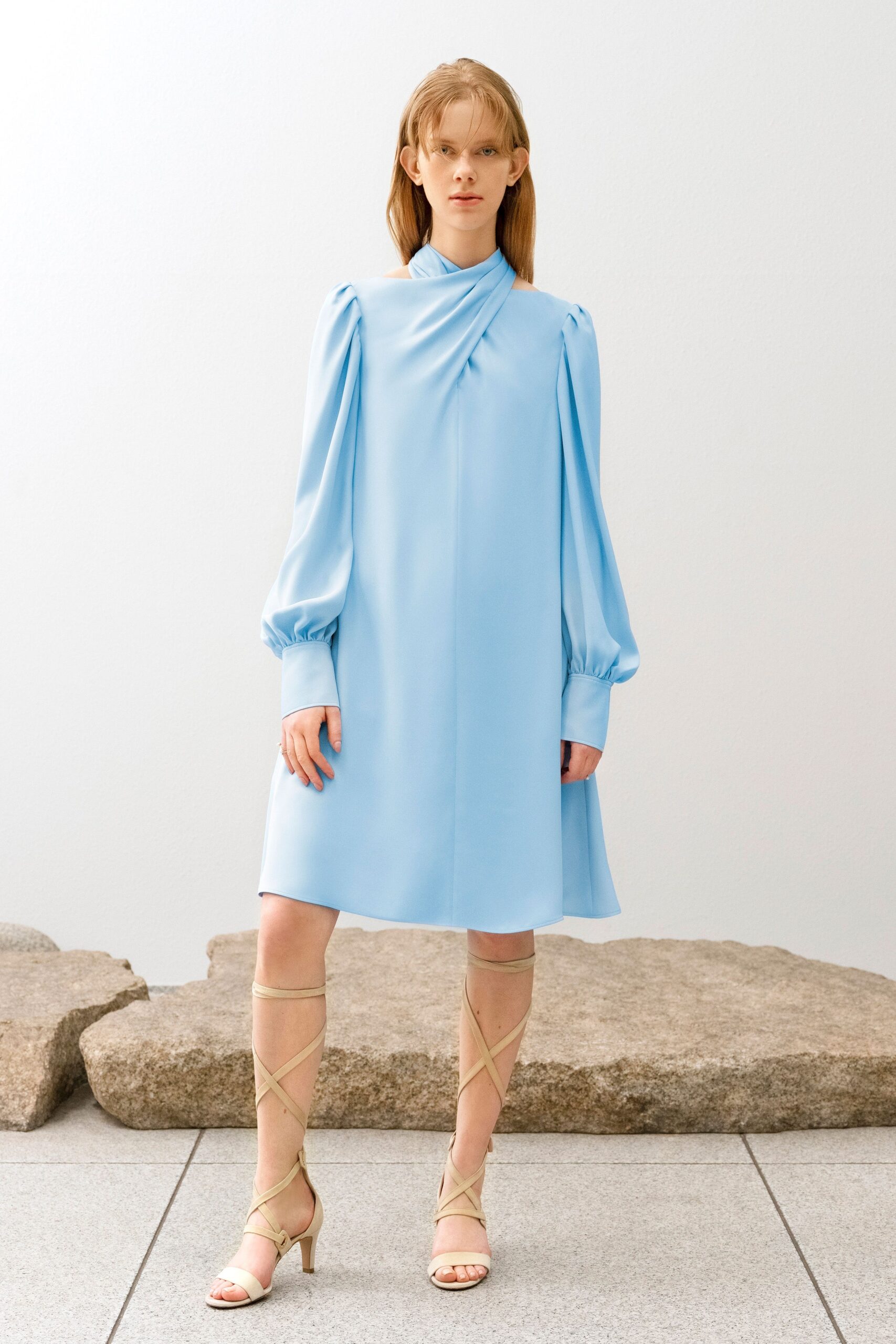 blue silk relaxed dress
