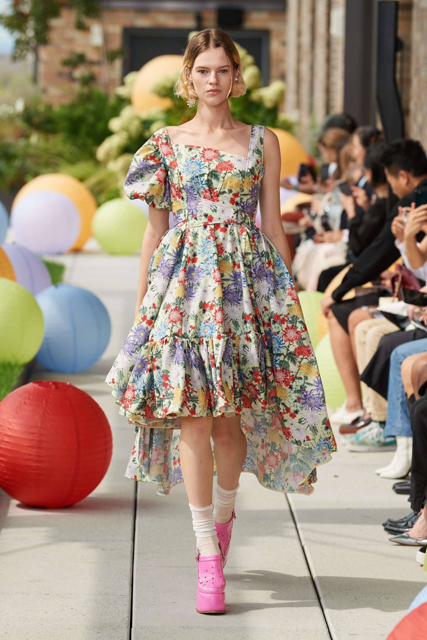 multi-colored tiered midi dress