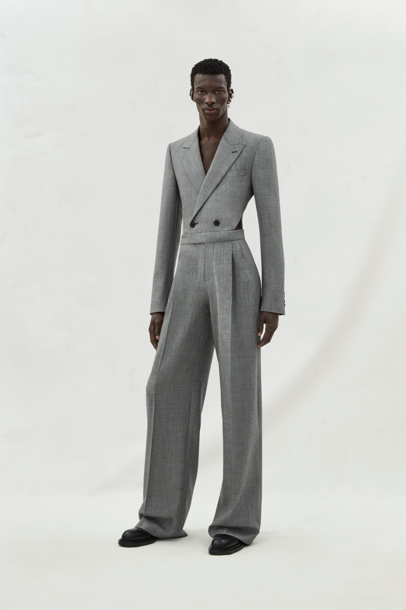 gray tailored wool suit