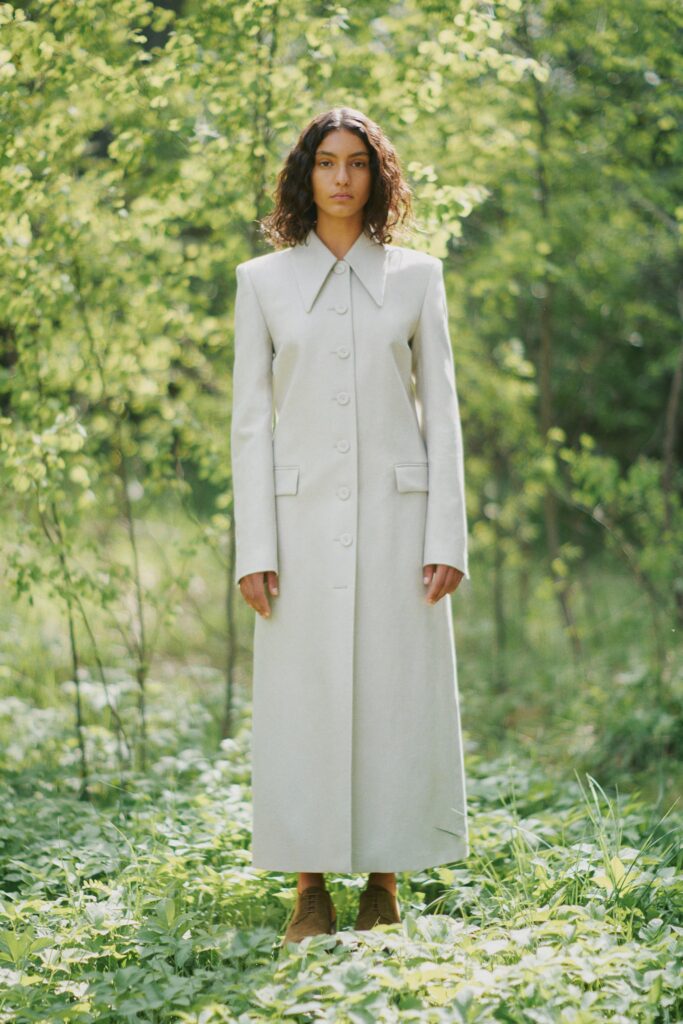 beige fitted wool coat