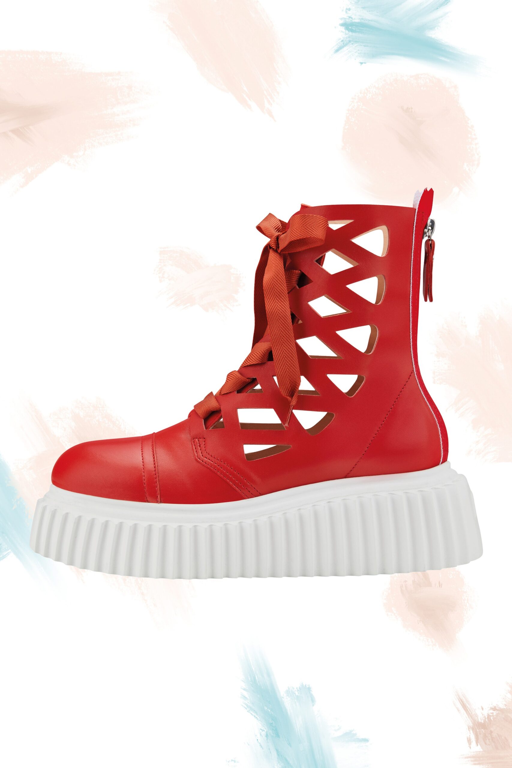 red leather high-top boots