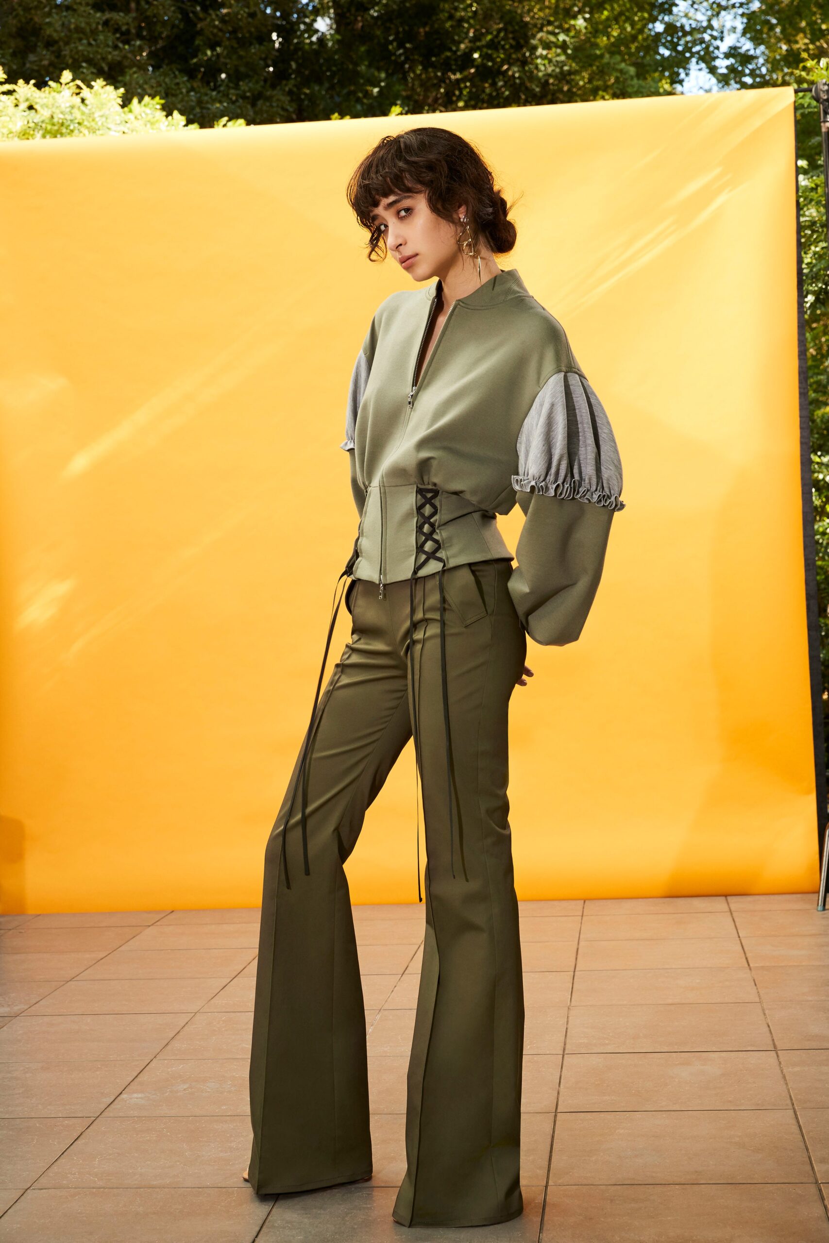 fitted green jacket and pants