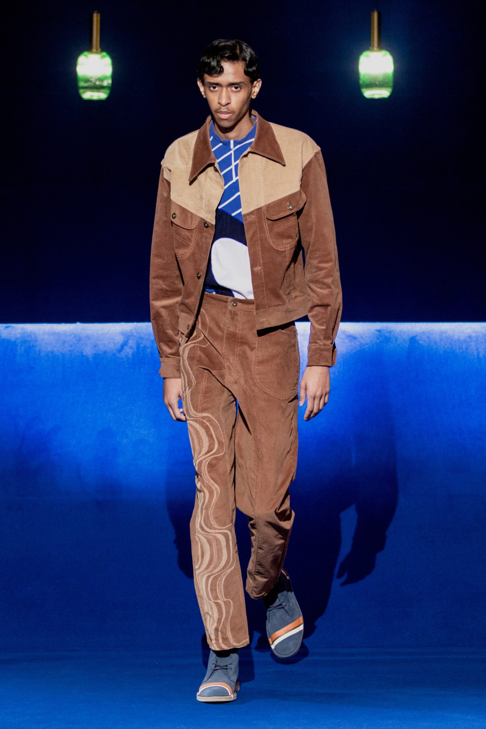 brown and beige fitted jacket with pants