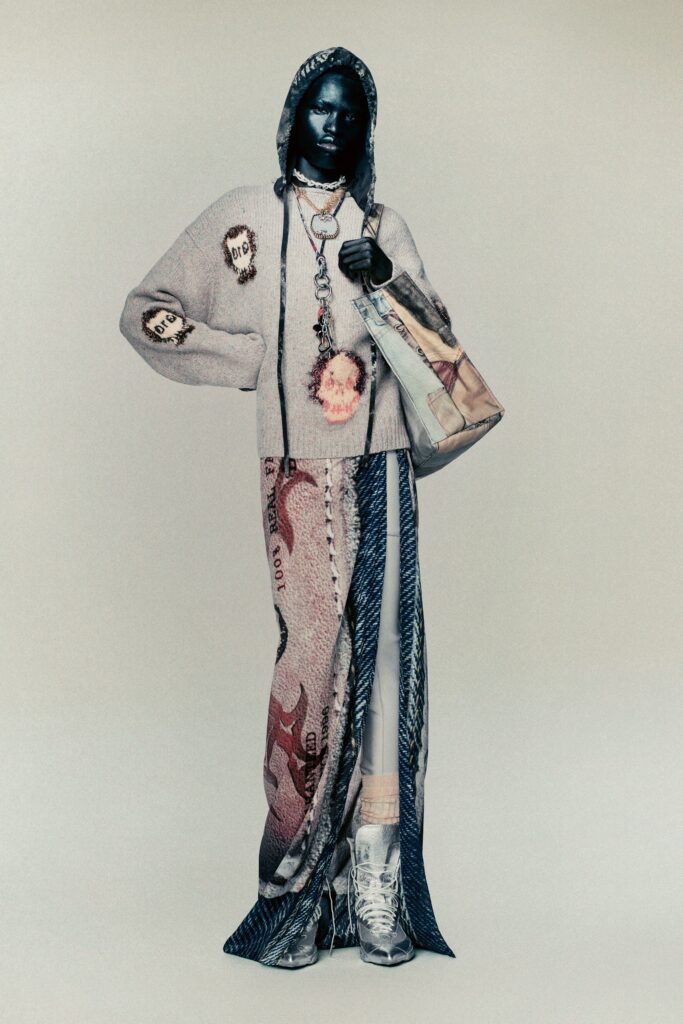 gray hoodie with layered skirt