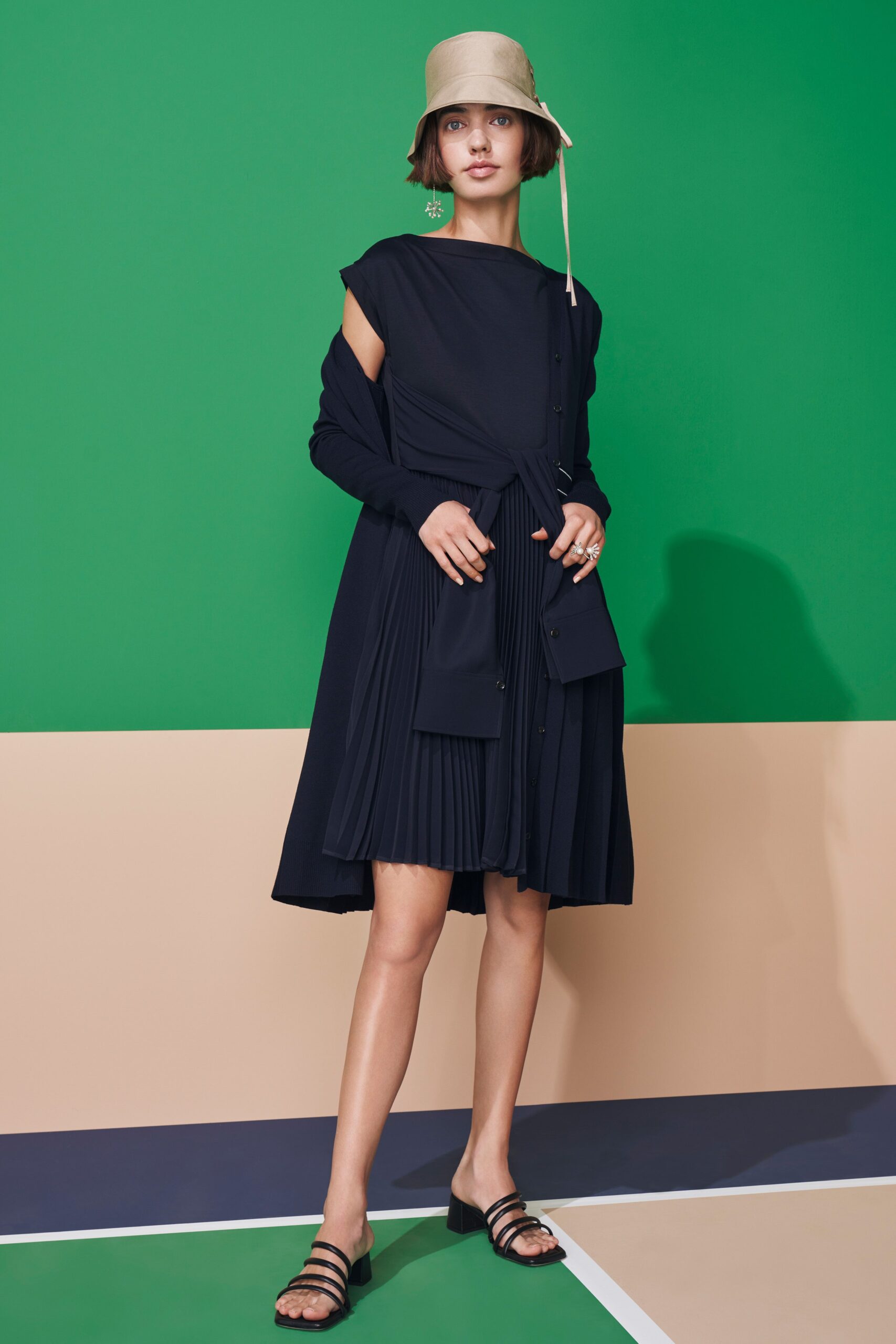 black midi dress with jacket