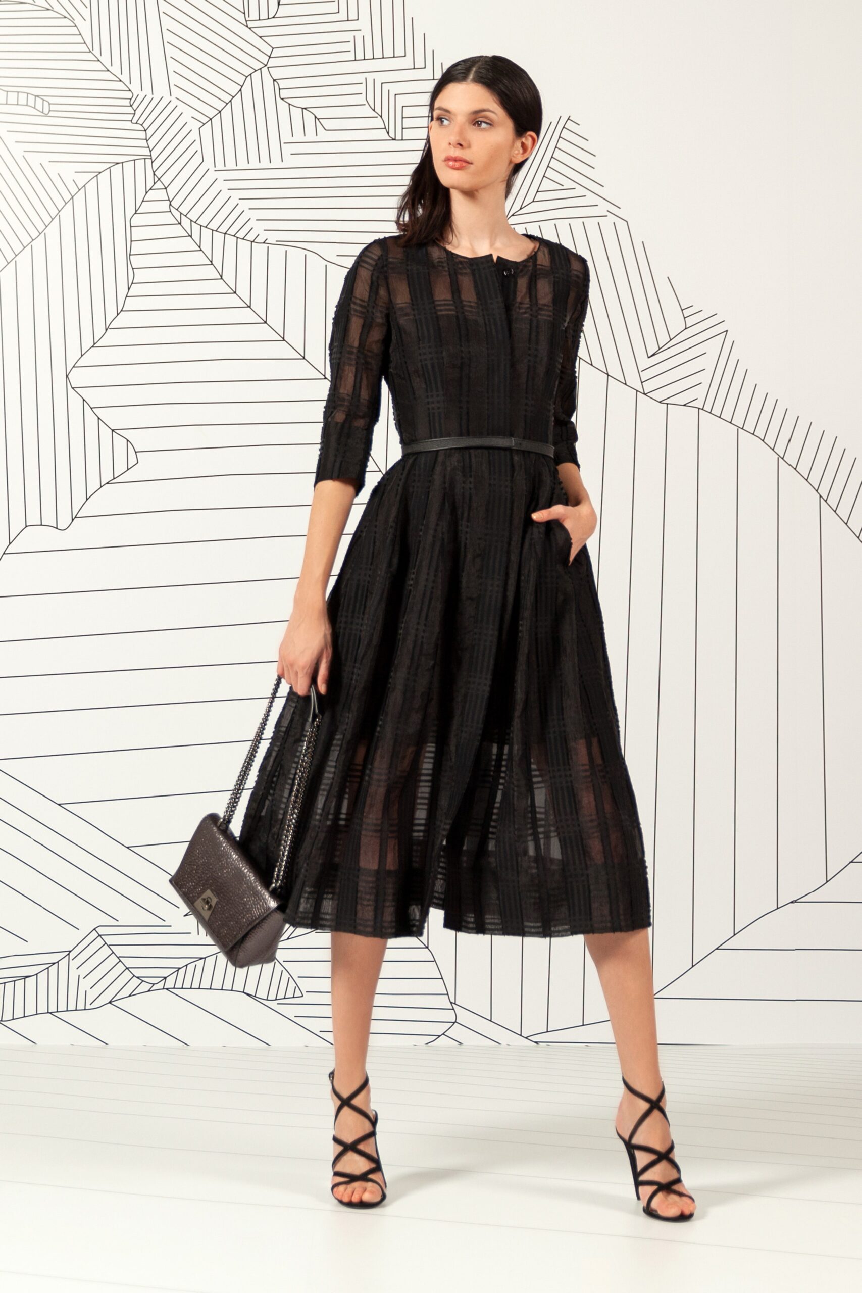 black lace midi dress