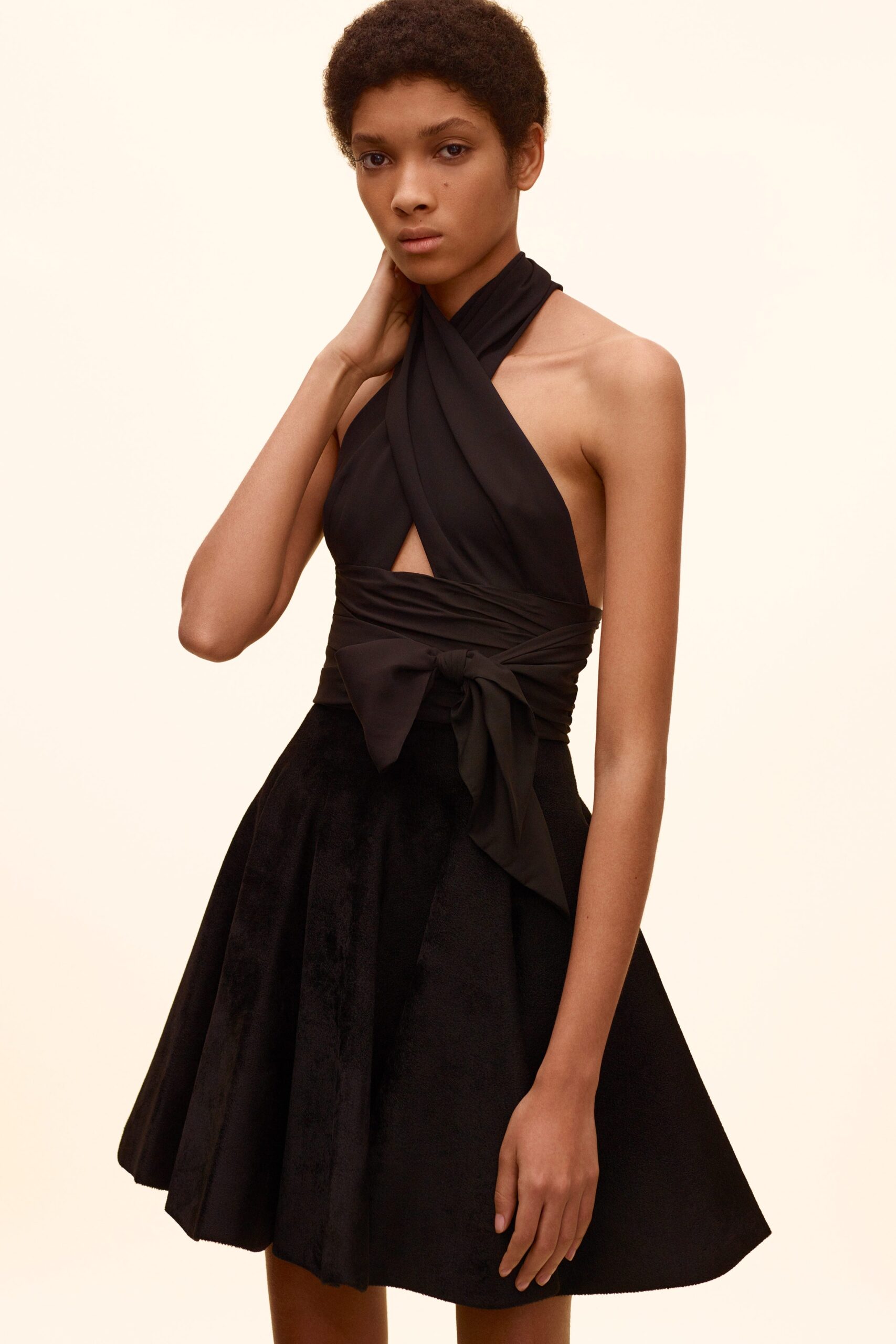 black silk velvet mini dress