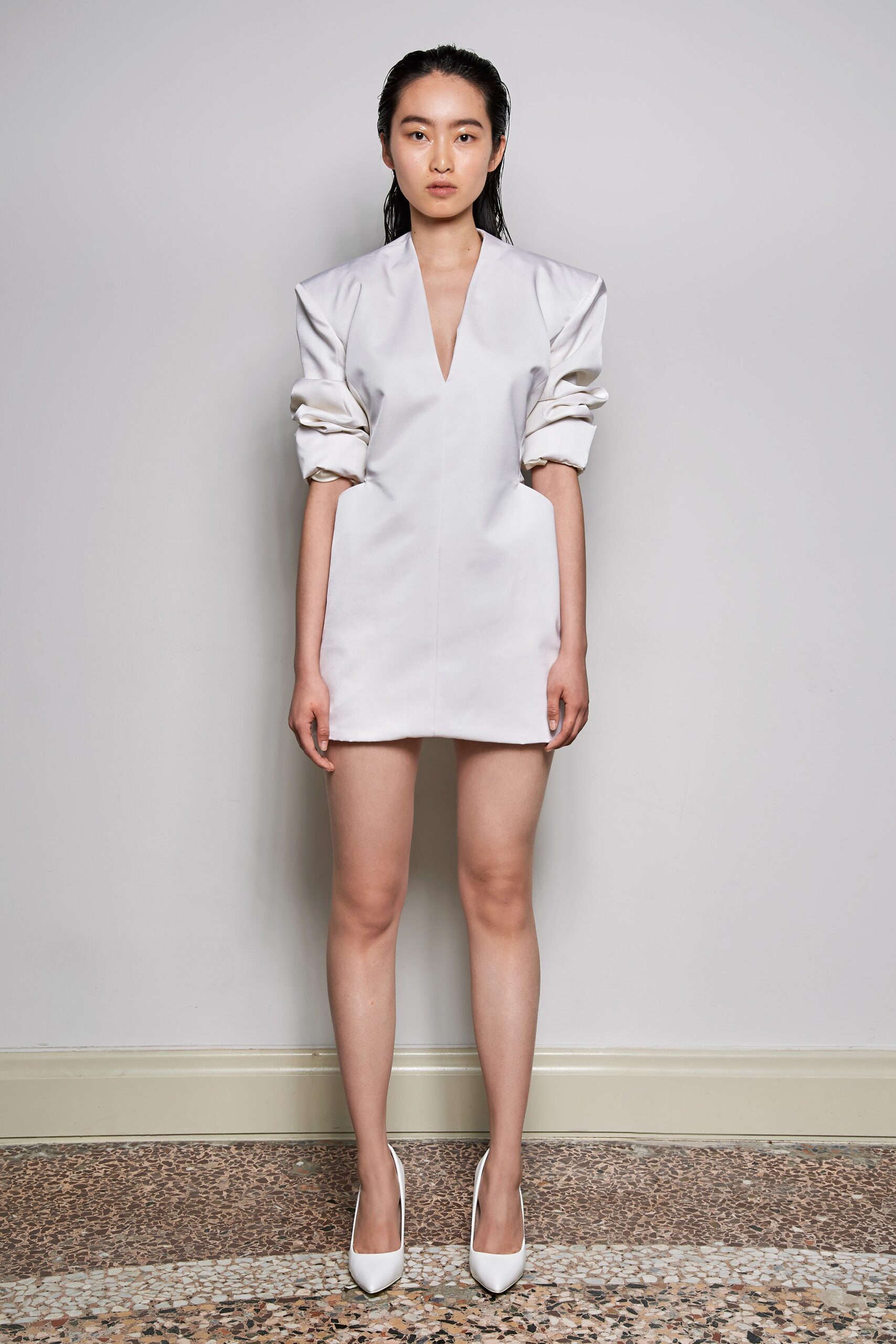 white fitted mini dress