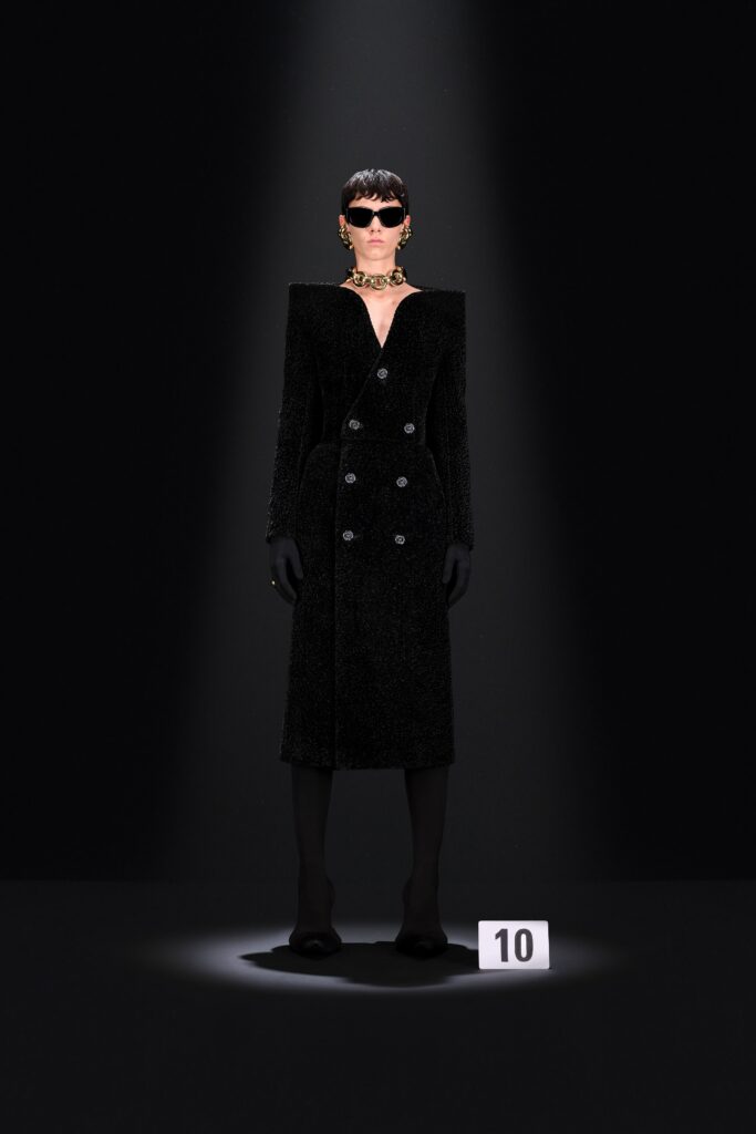 fitted black velvet coat