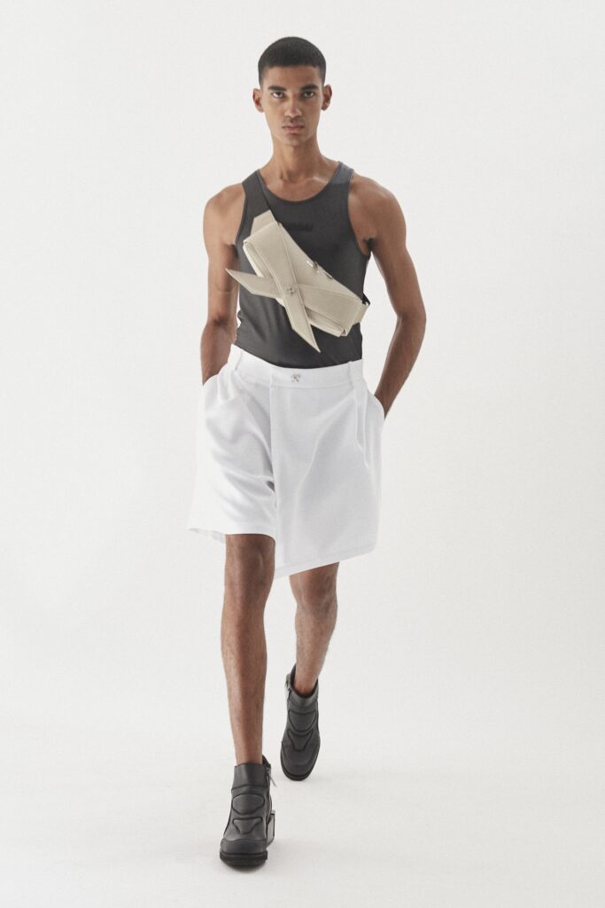 black tank-top white shorts