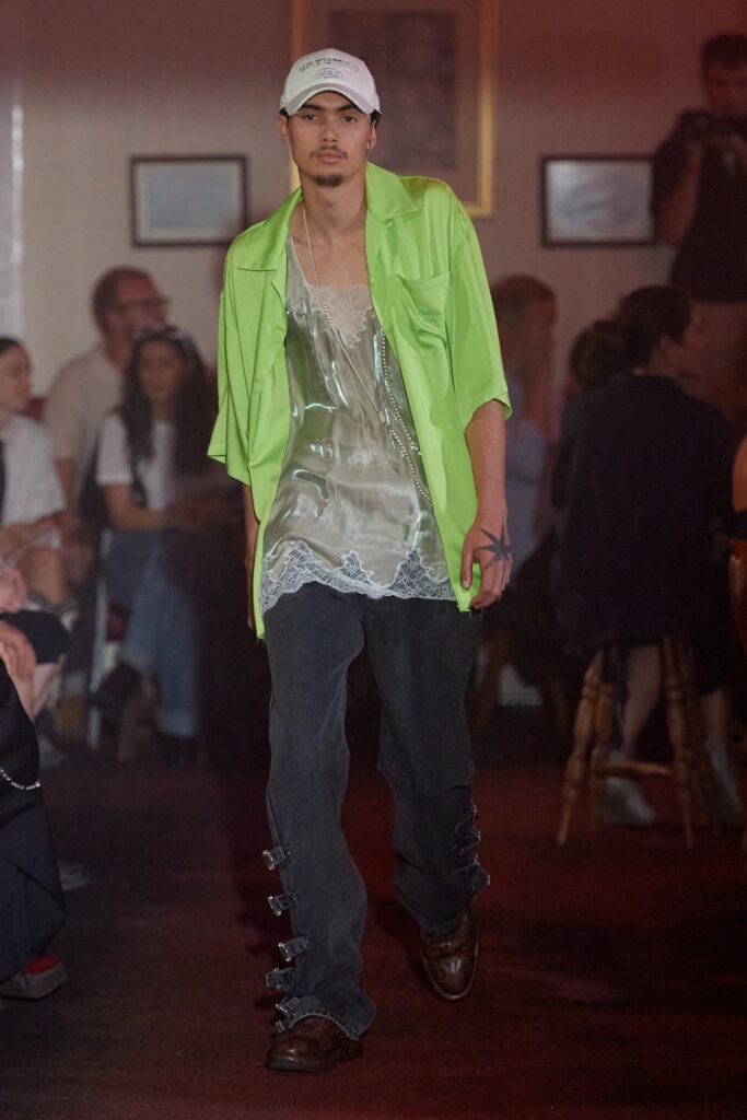 green shirt with silver tank-top