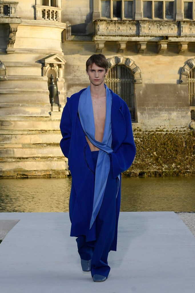 blue wool coat and pants